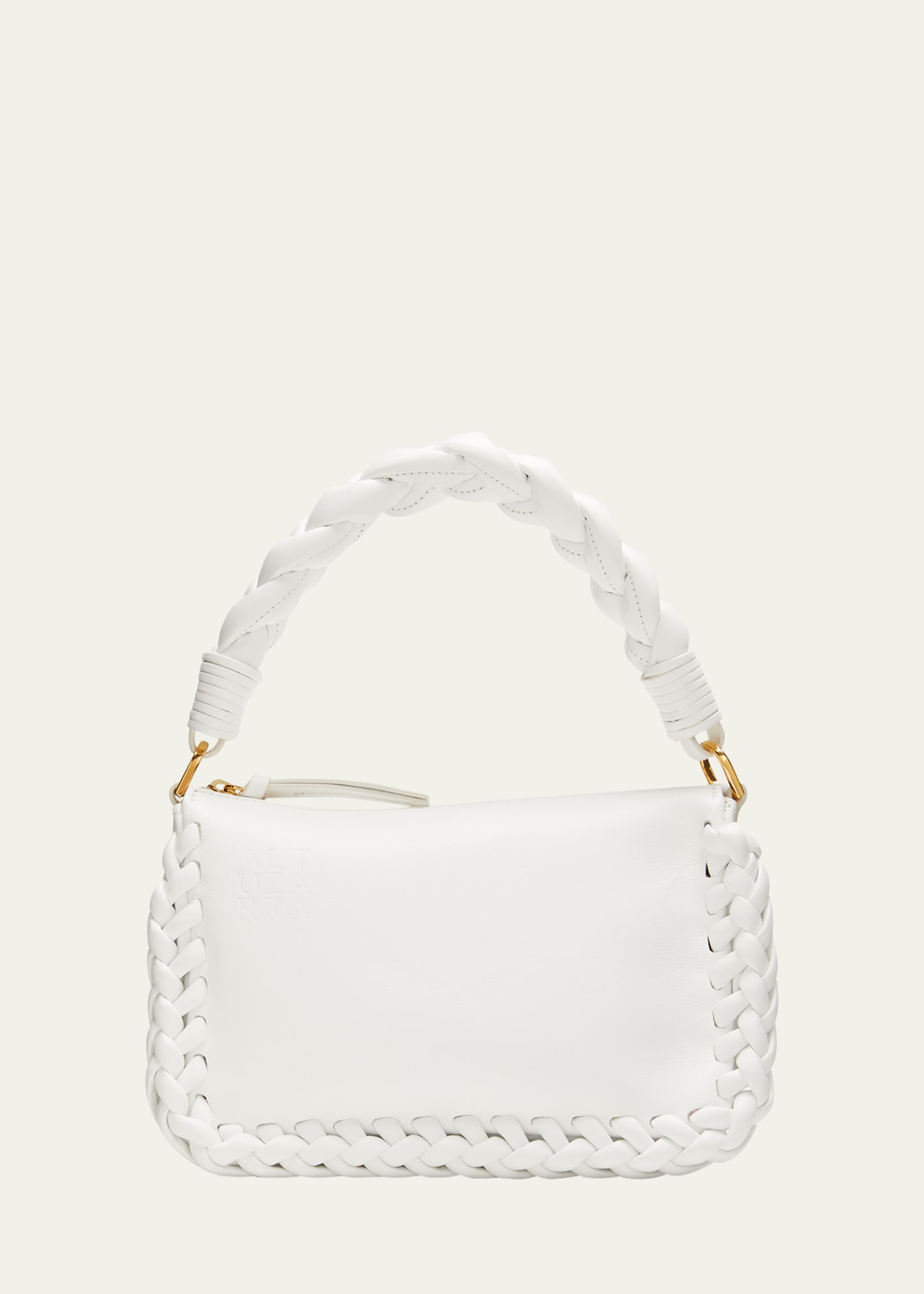 Altuzarra Small Braided Leather Top-handle Bag In Optic White