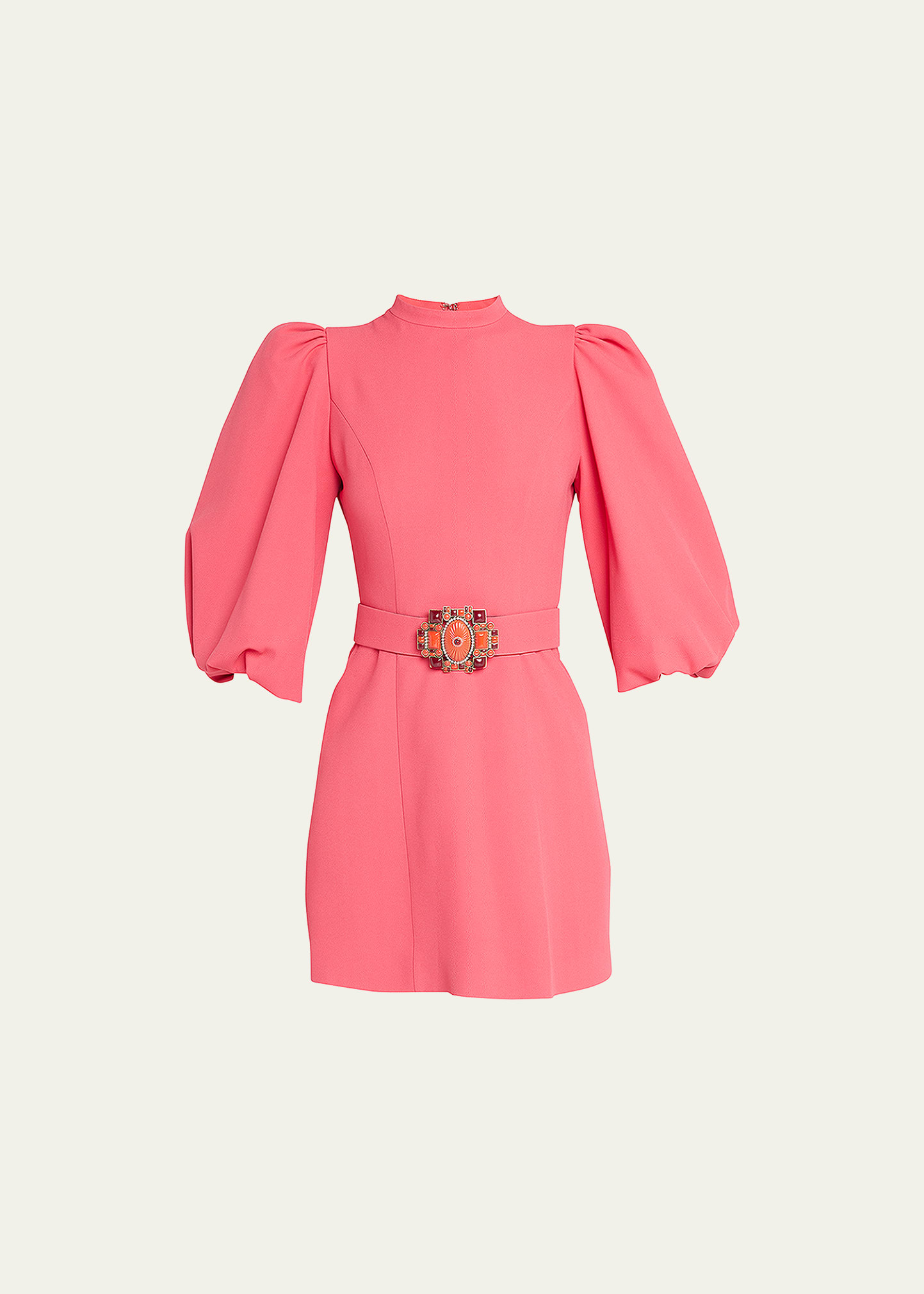 Coral Wrap Organza Sleeve Belted Dress - Delanie