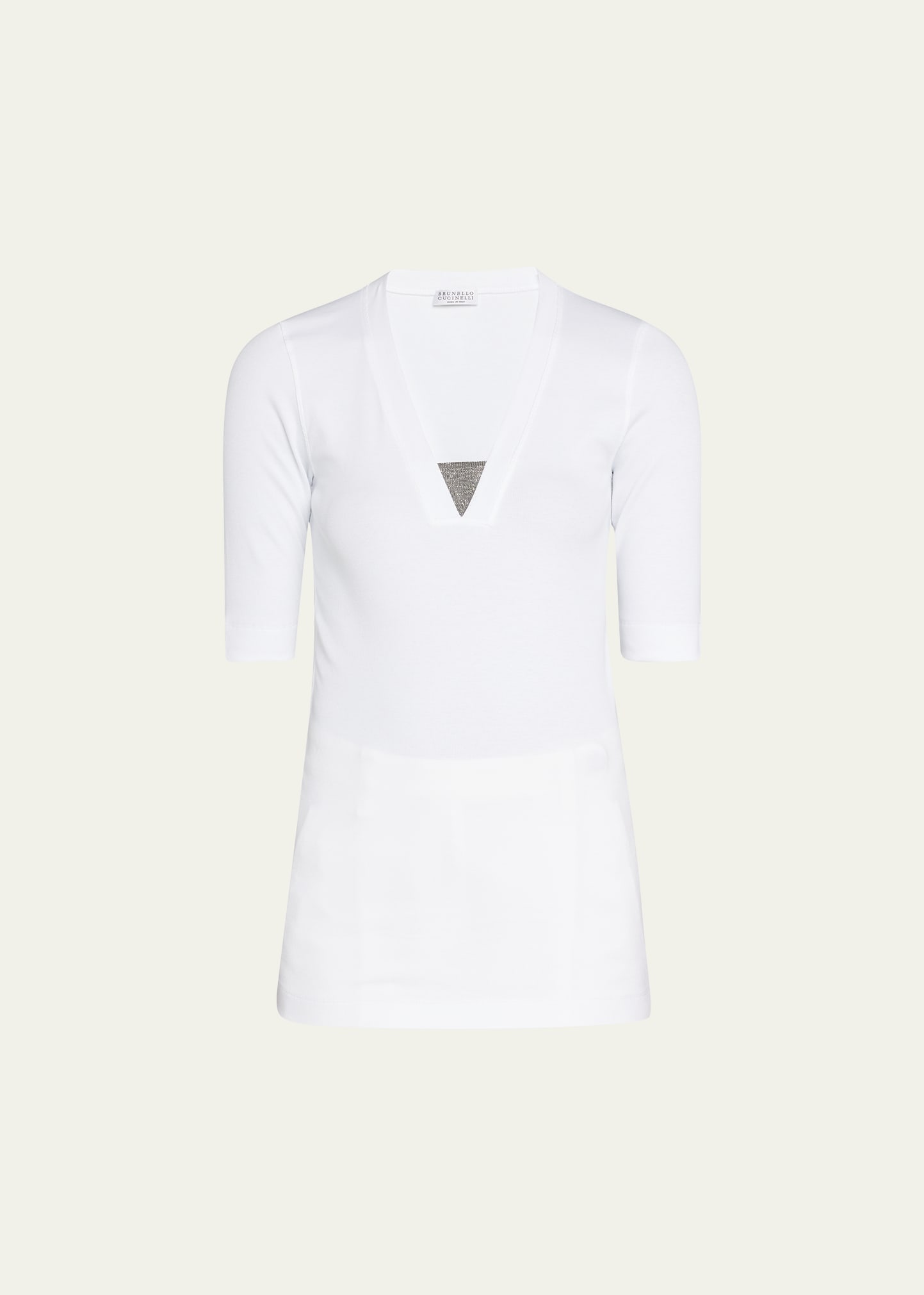 Brunello Cucinelli Monili Band Jersey T-shirt In C159 White