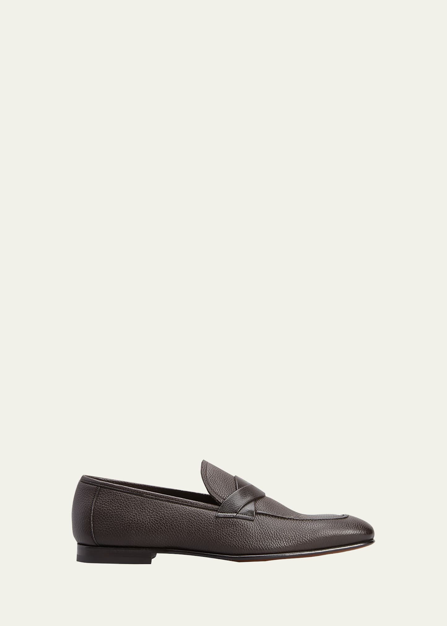 Shop Tom Ford Men's Sean Grain Leather Twisted Band Loafers In Black