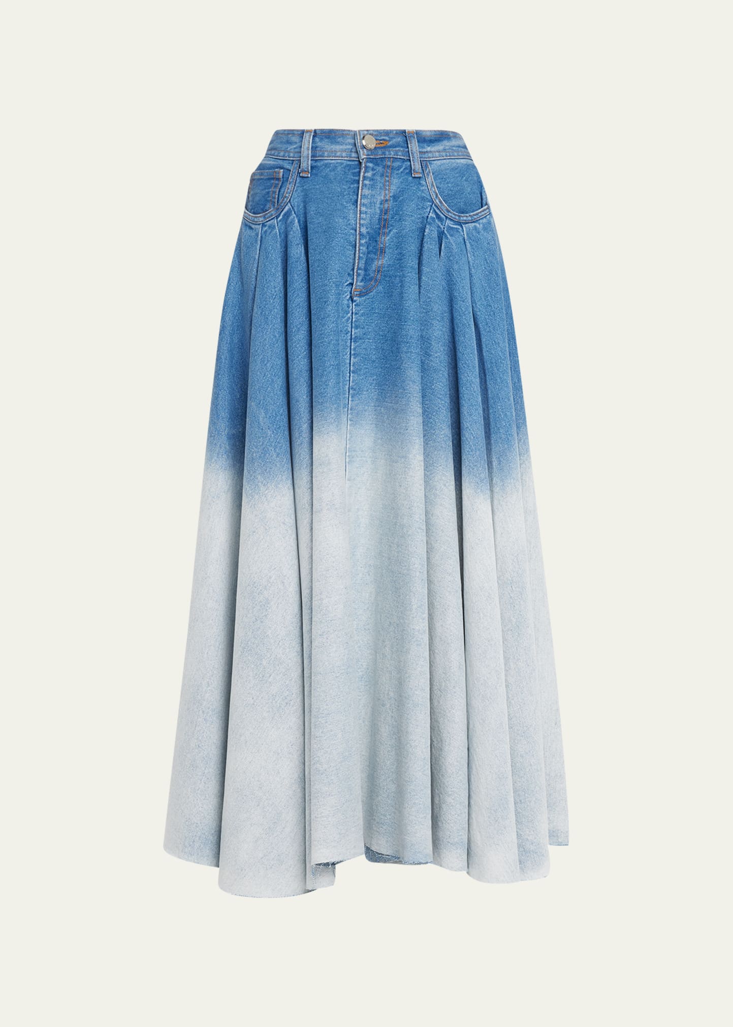 Pleated Denim Skirt