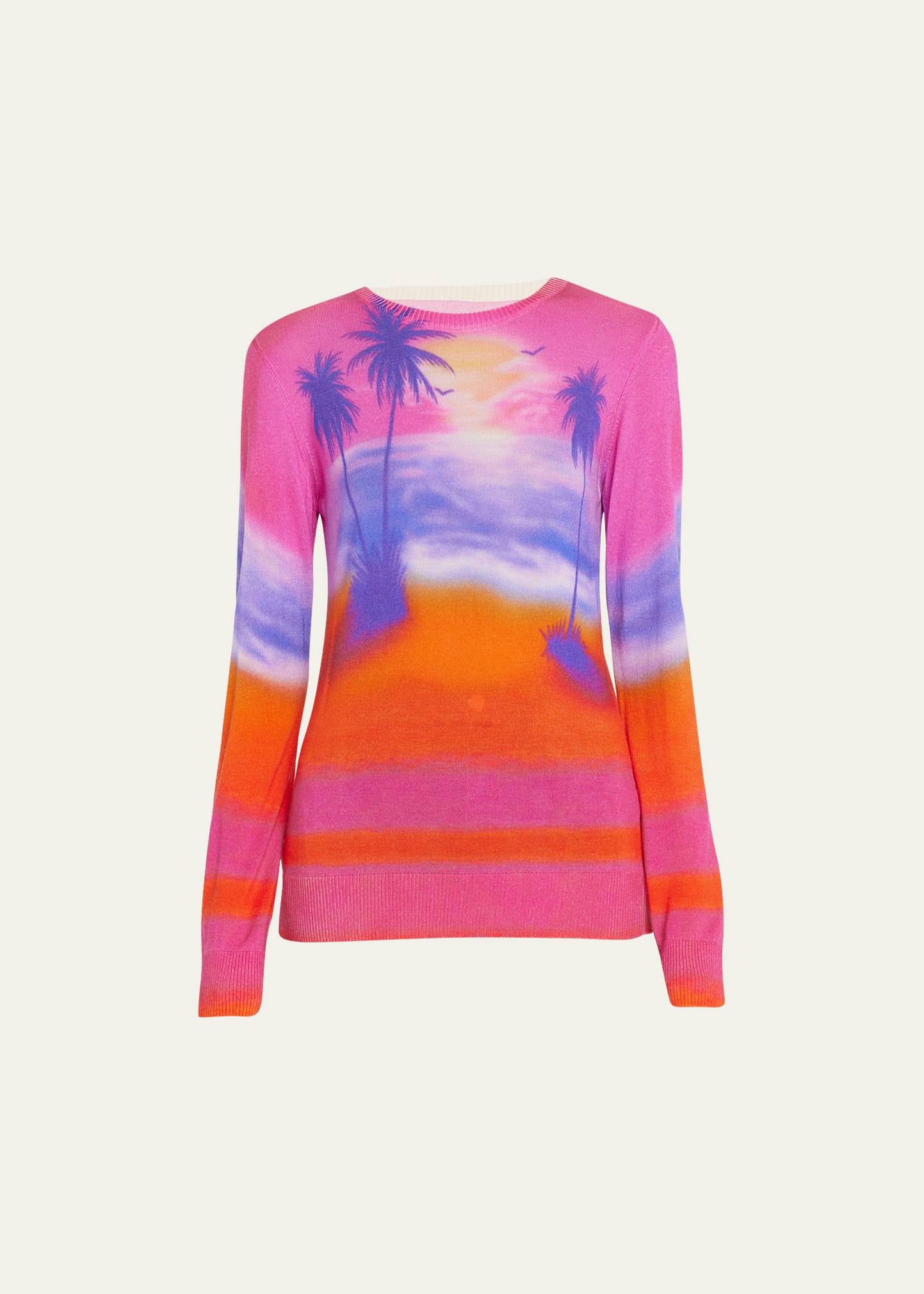 Sunset Print Jersey Knit Sweater