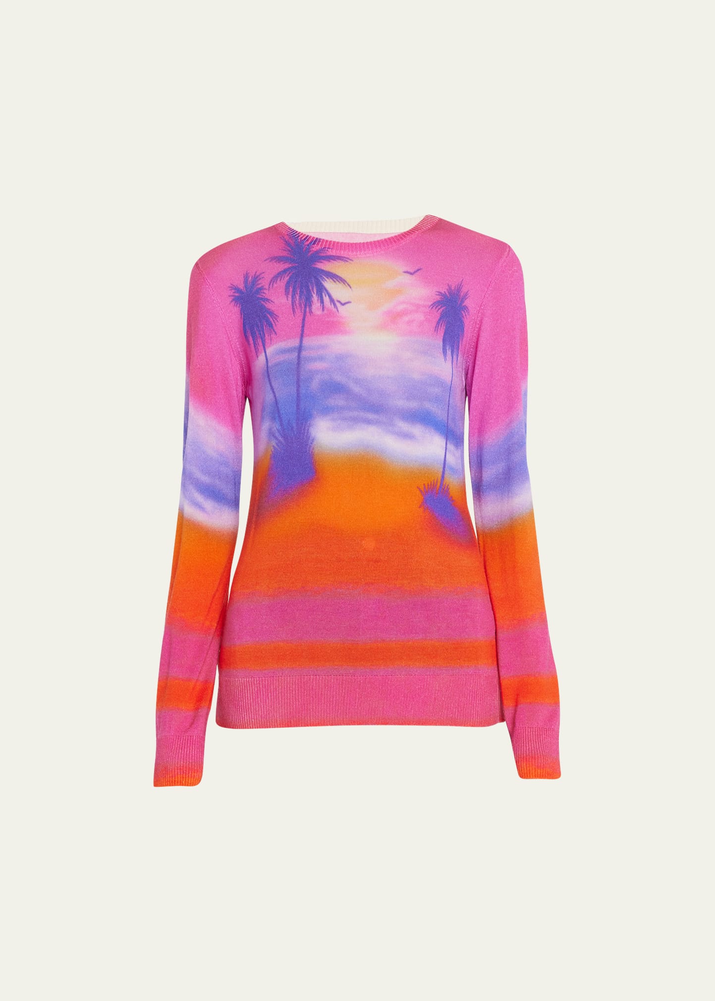 BRANDON MAXWELL SUNSET PRINT JERSEY KNIT SWEATER