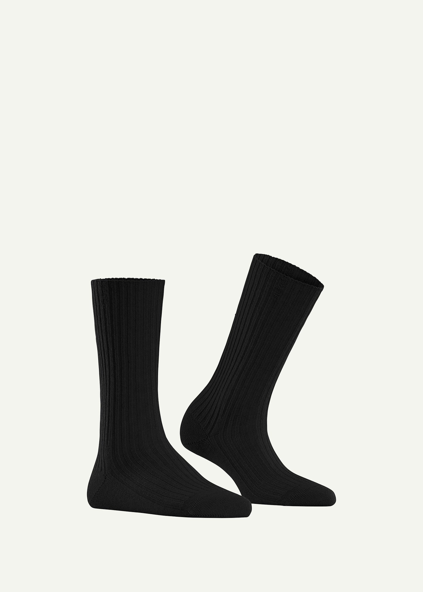 Shop Falke Ribbed Cashmere-blend Boot Socks In Black