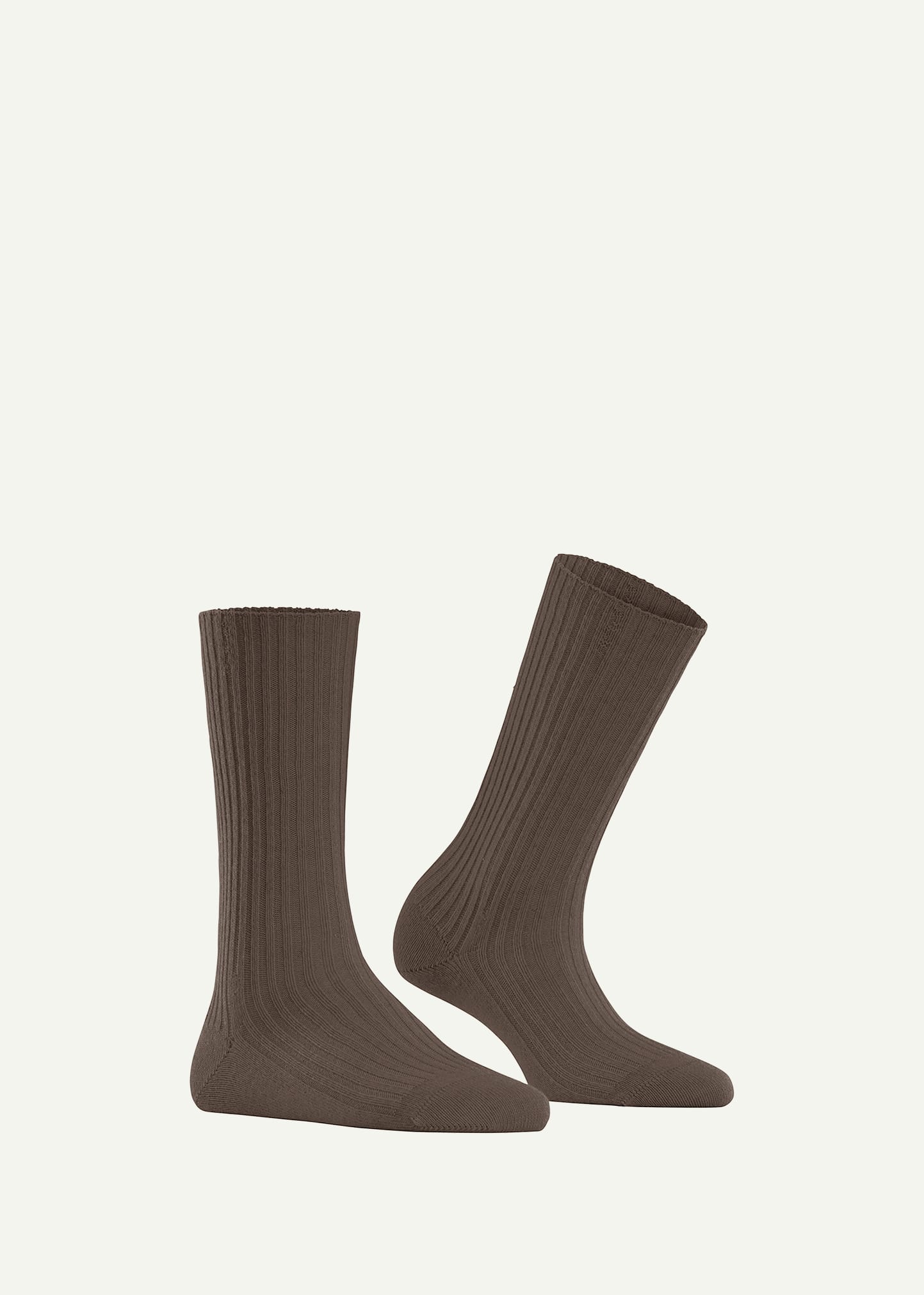 Shop Falke Ribbed Cashmere-blend Boot Socks In Jasper