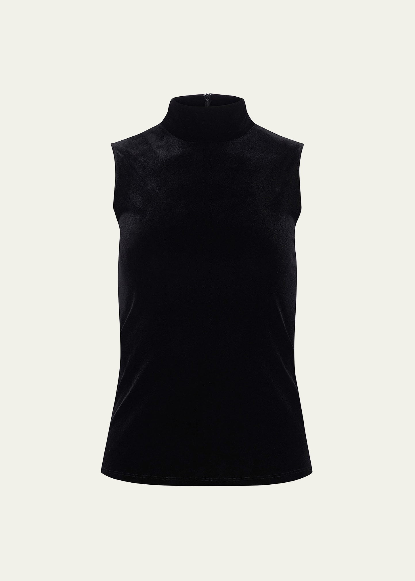 L Agence Carlissa Velvet Sleeveless Turtleneck Top In Black