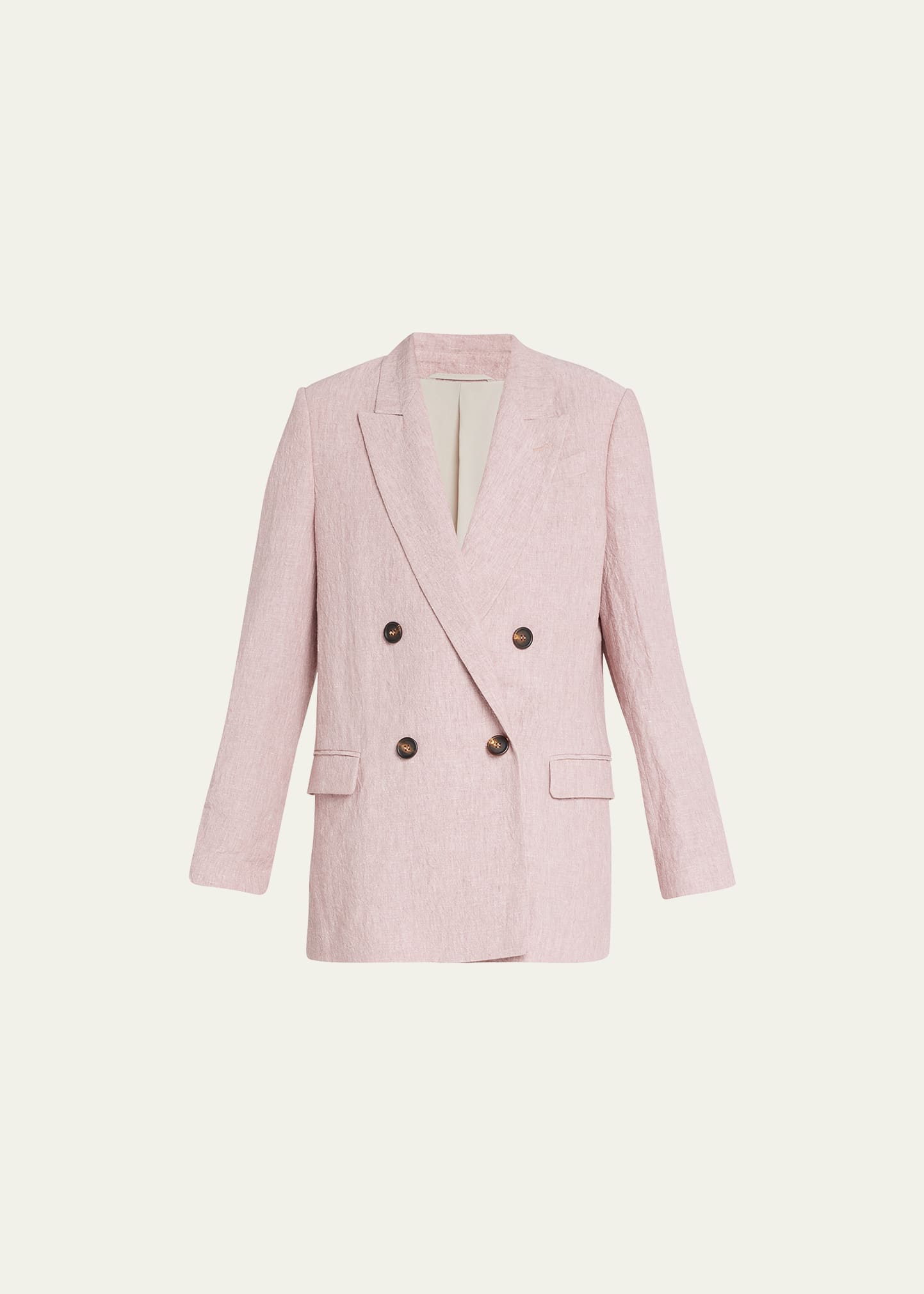 Brunello Cucinelli Double-breasted Linen Blazer In C052 Dusty Pink