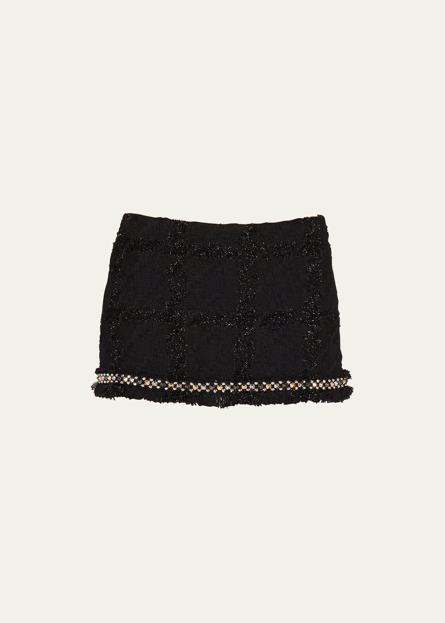 Tweed Mini Skirt w/ Studded Hem