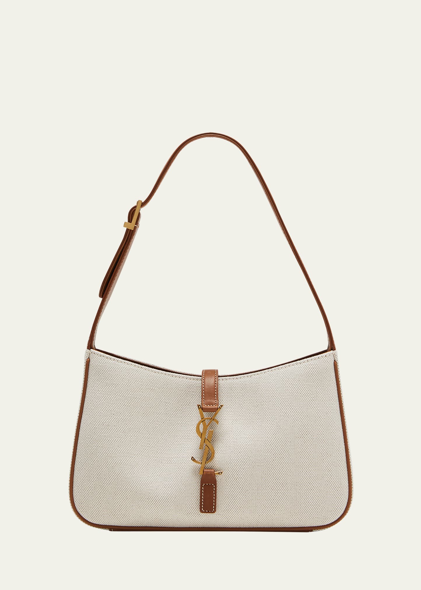 Saint Laurent Le 5 A 7 Ysl Shoulder Bag In Canvas In Gray