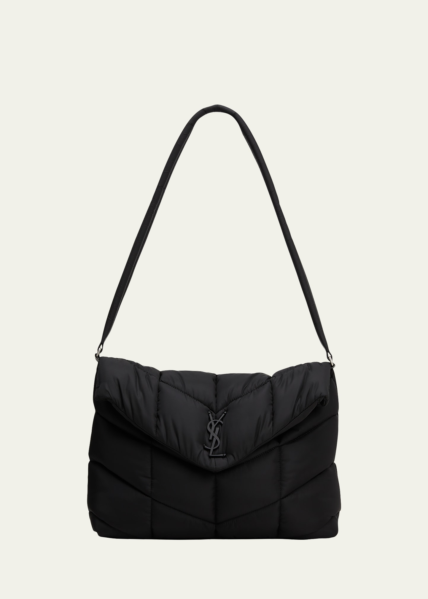 Saint Laurent Lou Puffer Nylon Shoulder Bag In Black