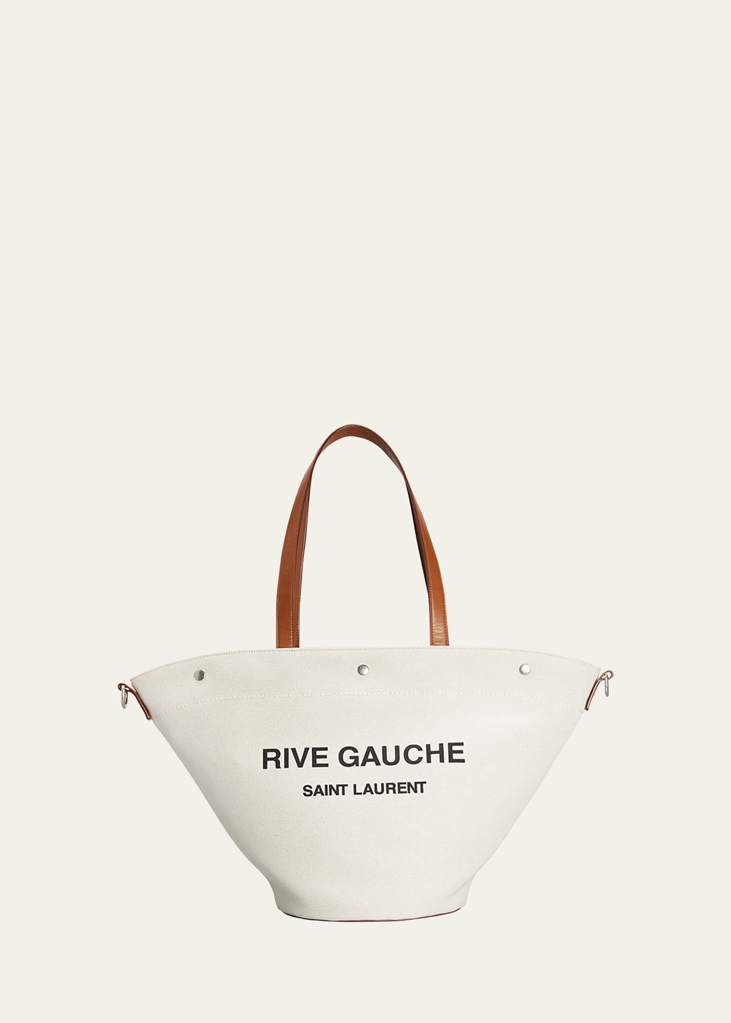 Shop Saint Laurent Rive Gauche Cabas Tote Bag In Canvas In Black/gray