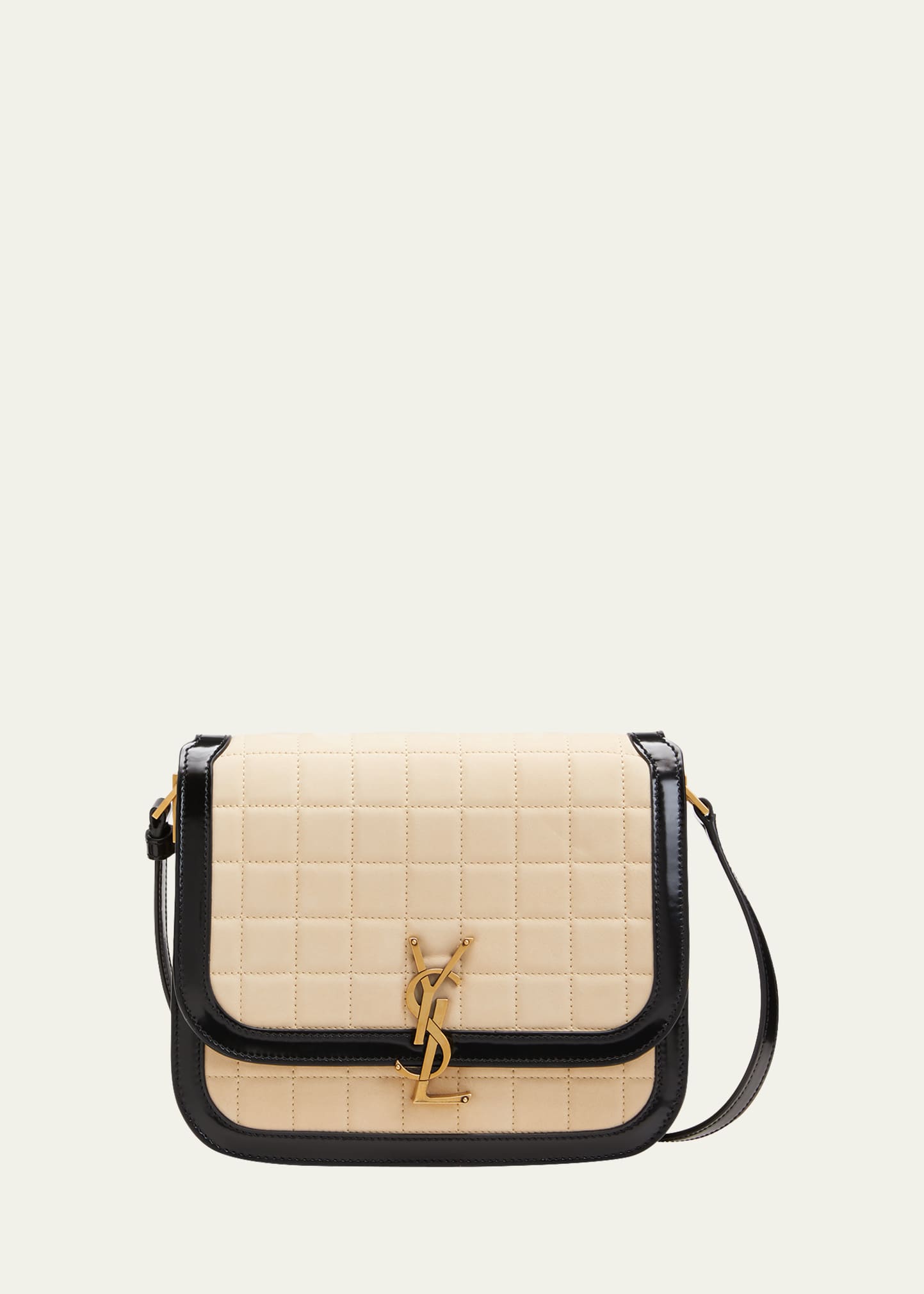 SAINT LAURENT Shearling Quilted Le Maillon Square Crossbody Bag