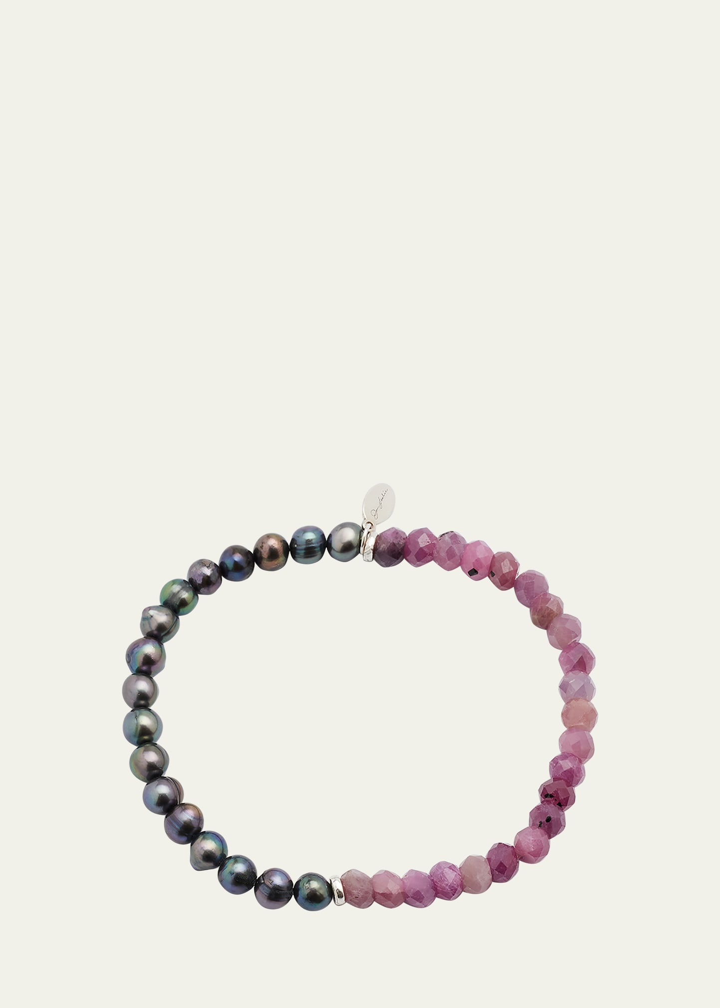 Men's Grey Freshwater Pearl and Gemstone Split Beaded Bracelet