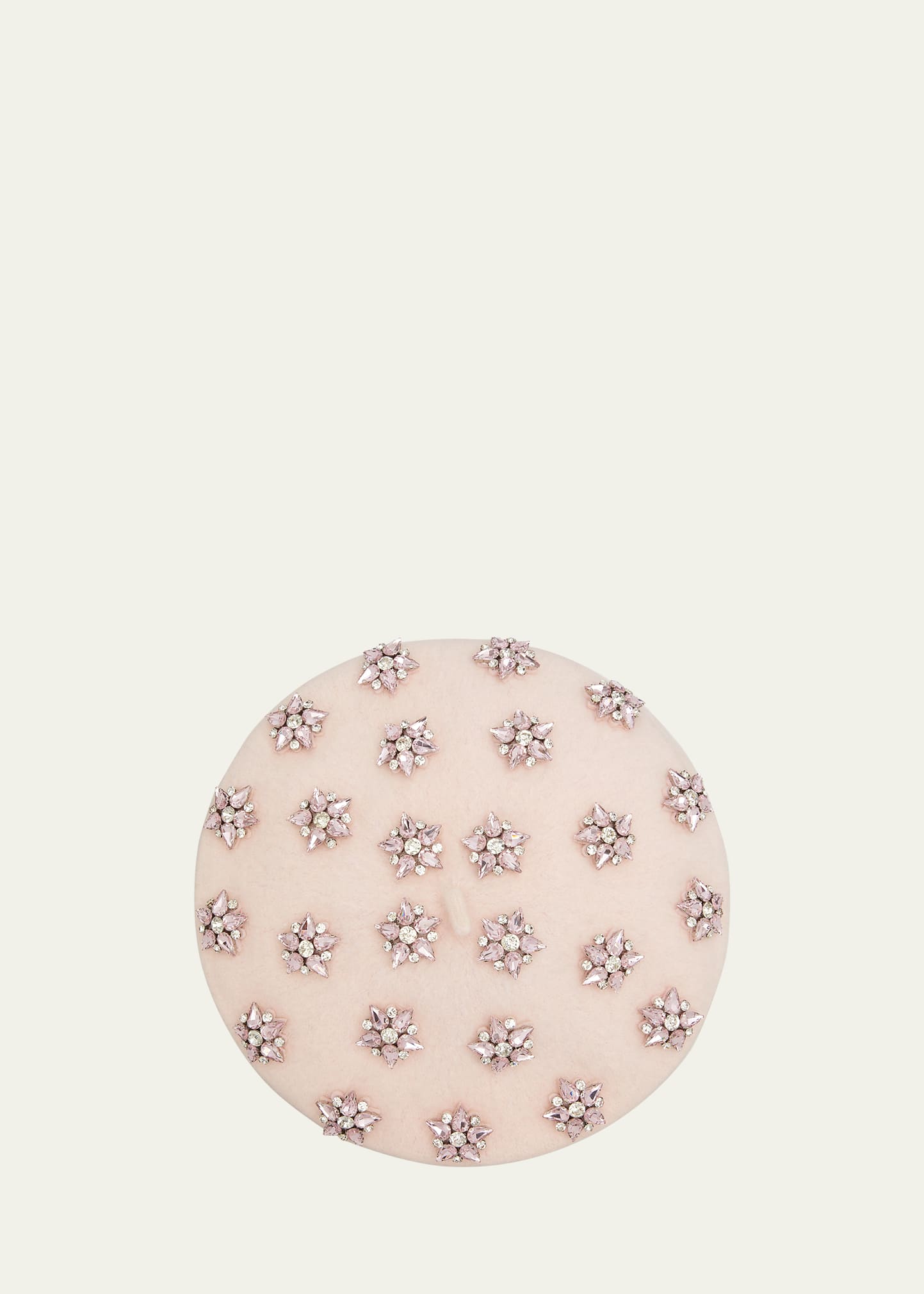 Kokin Allover Flower Crystal Beret In Pink