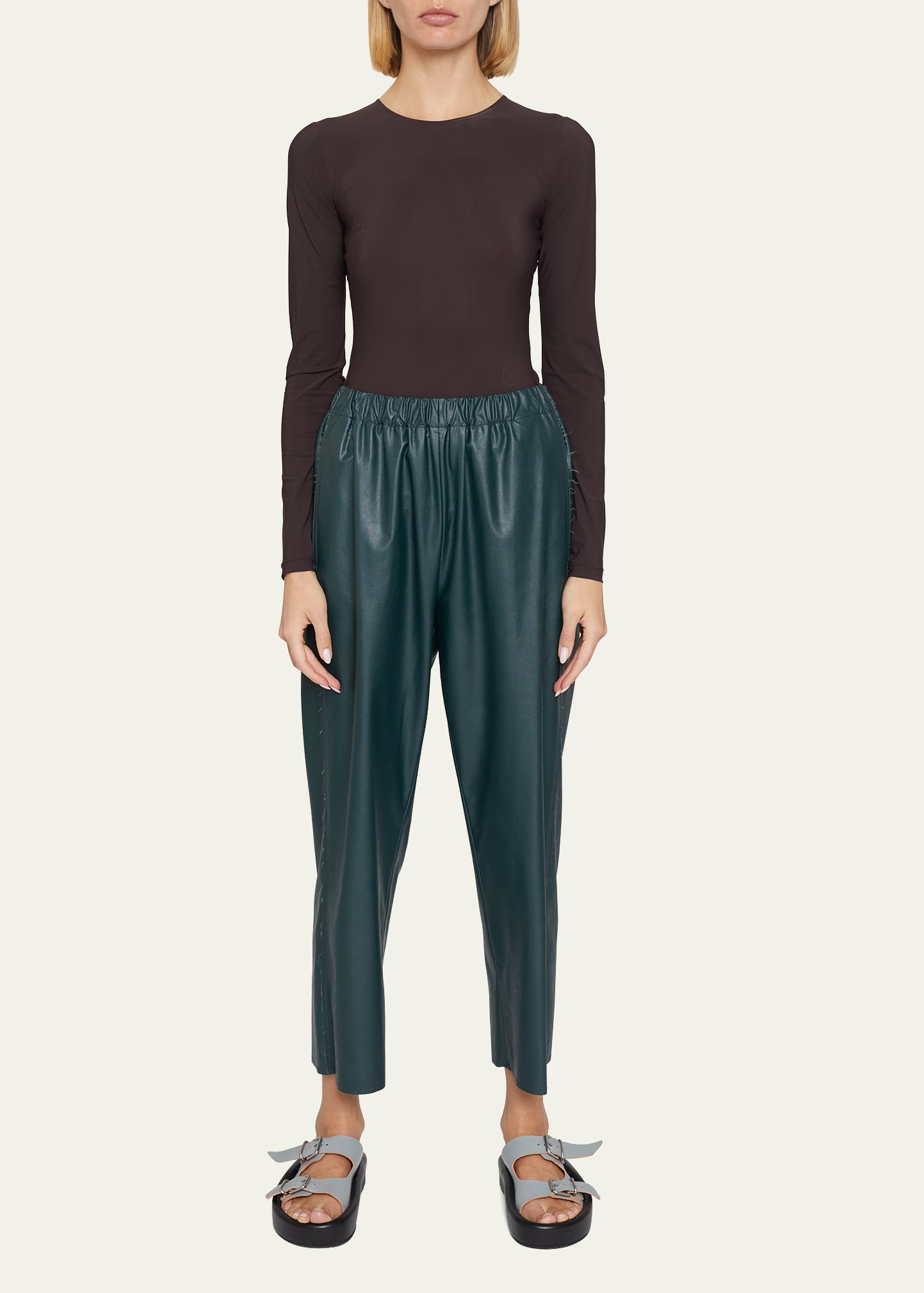 MM6 Maison Margiela Pull-On Faux Leather Ankle Pants