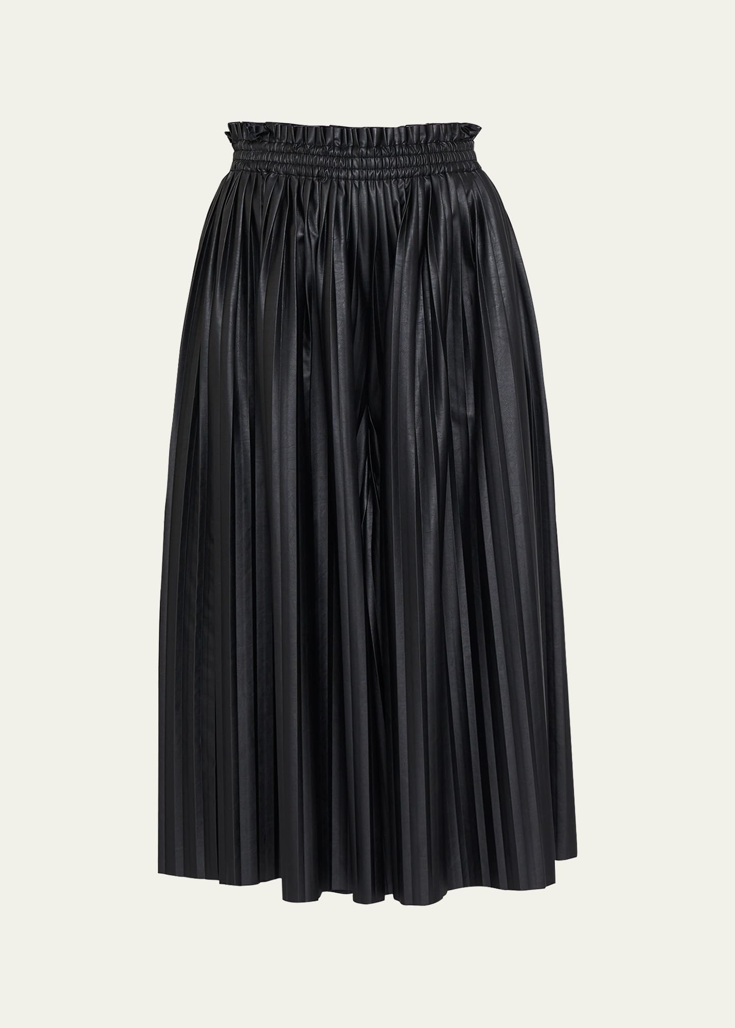 Pleated Wide-Leg Faux Leather Pants
