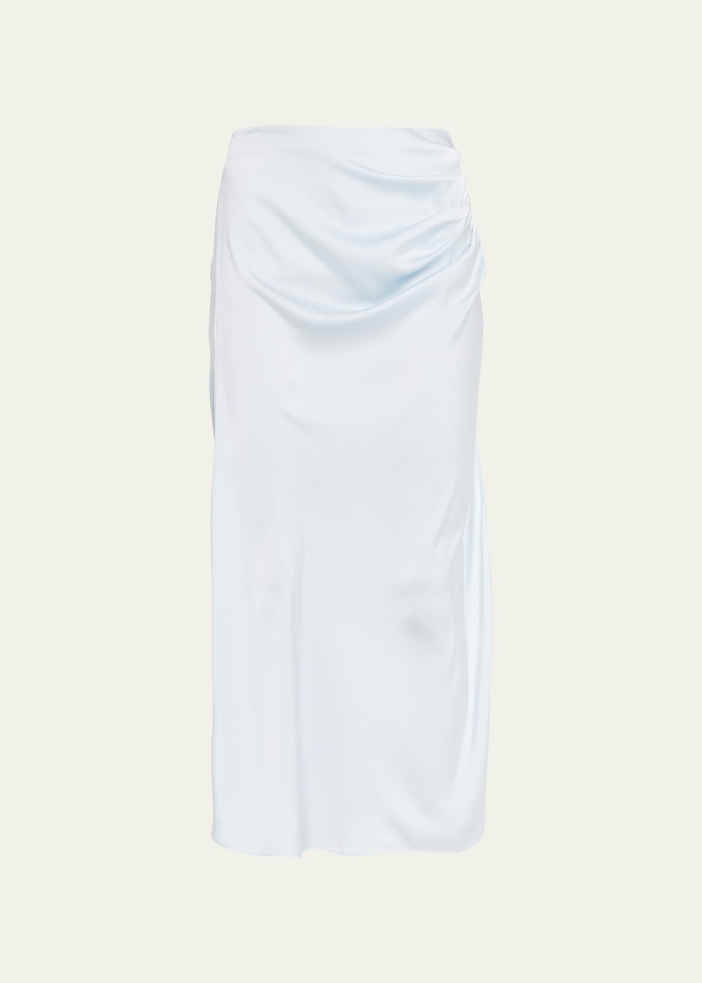 Marguerite Washed Charmeuse Ruched Midi Skirt