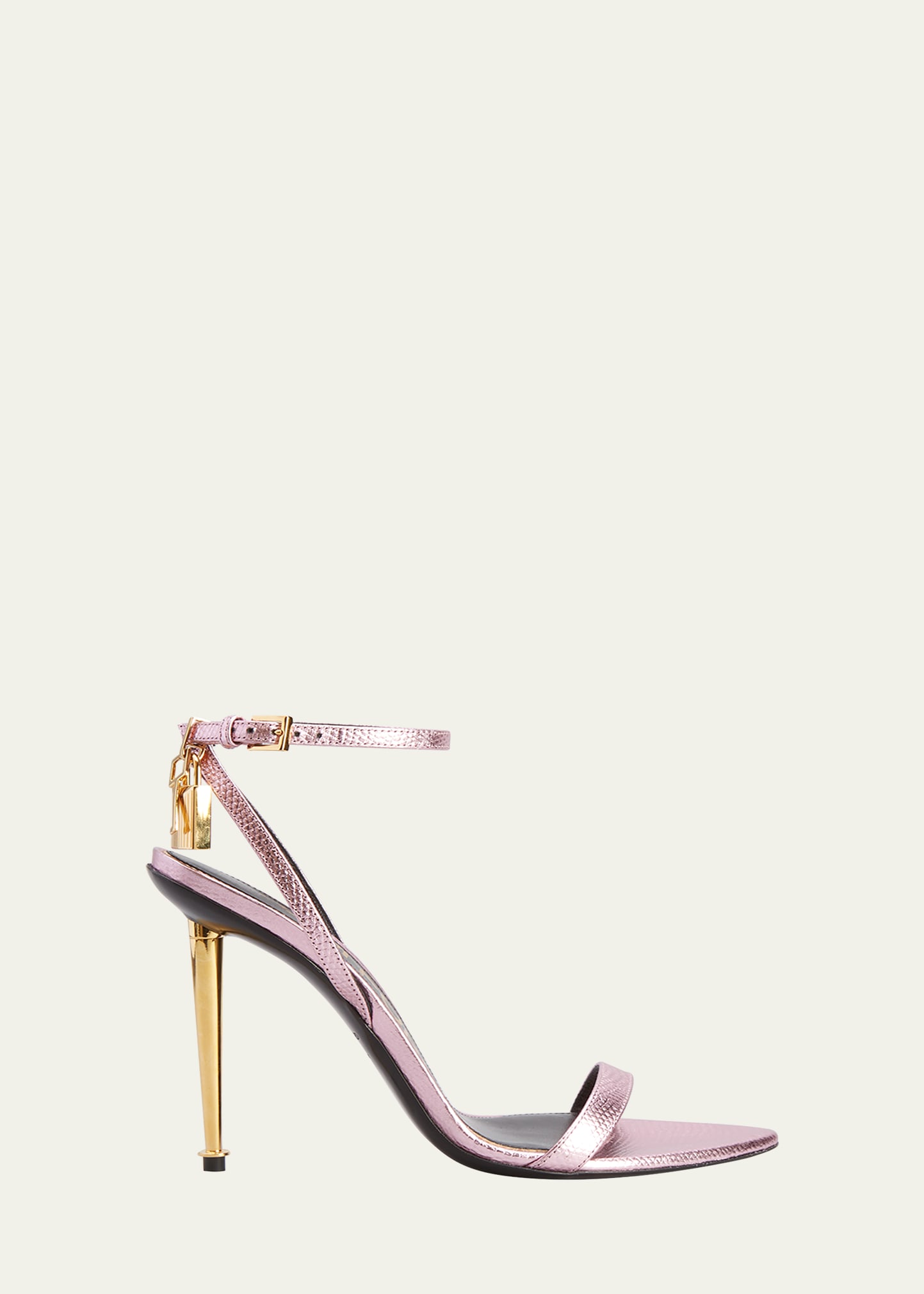 TOM FORD Lock Metallic Ankle-Strap Sandals | Smart Closet