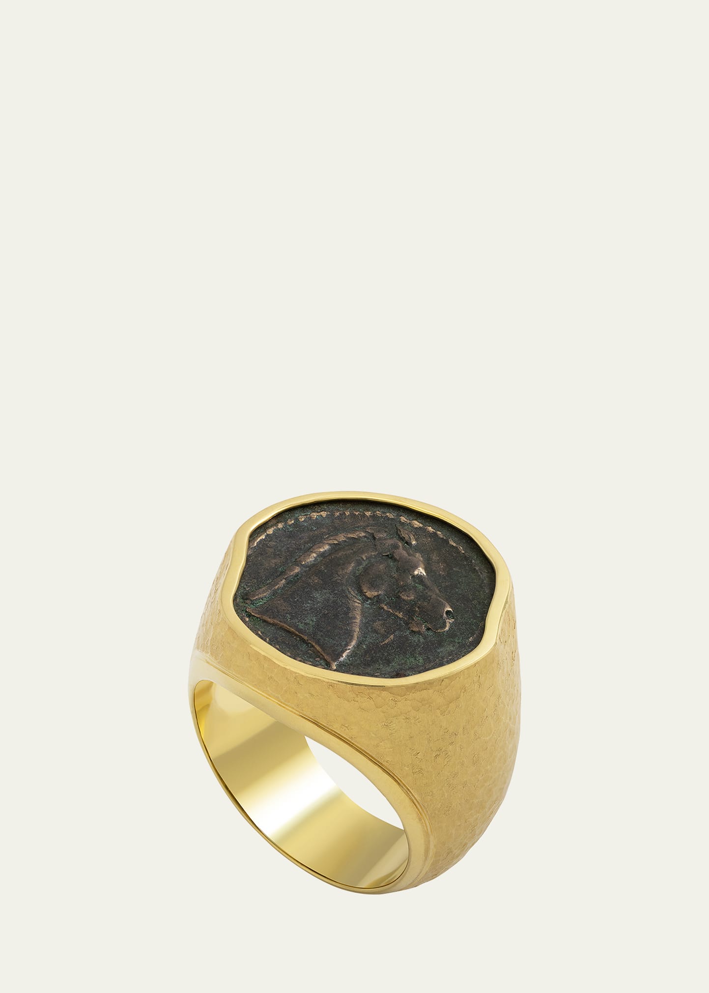 Men's 18K Yellow Gold Carthage Horse Coin Ring