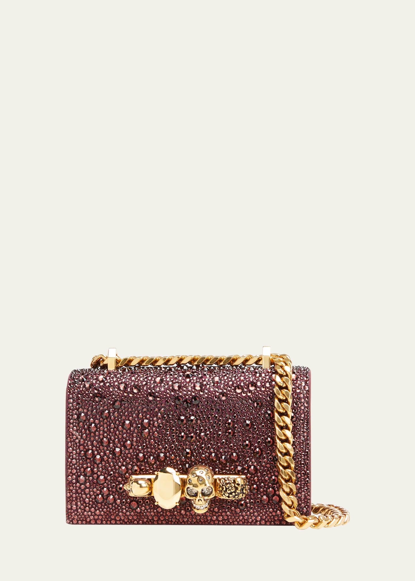 Alexander Mcqueen Mini Skull Jeweled Crossbody Bag In Prune | ModeSens