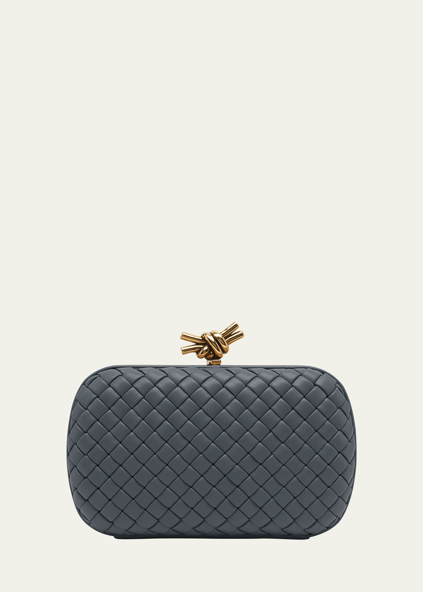 Bottega Veneta Knot Padded Woven Lambskin Clutch Bag In Thunder