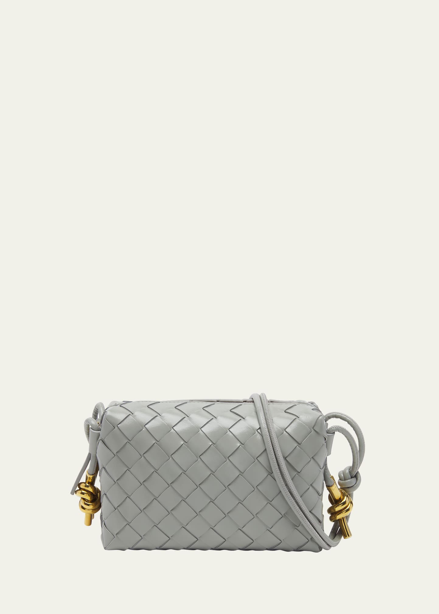 Bottega Veneta Mini Loop Knot Intrecciato Crossbody Bag In Agate Grey-muse B