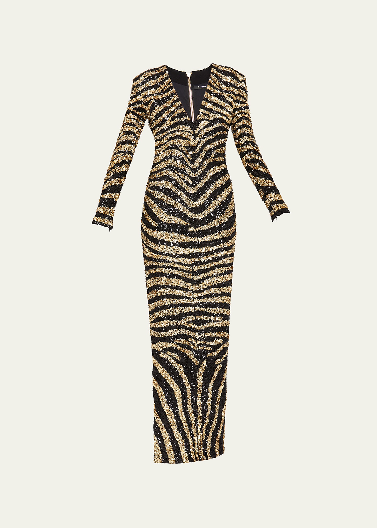 Zebra Stripe Sequin Evening Gown