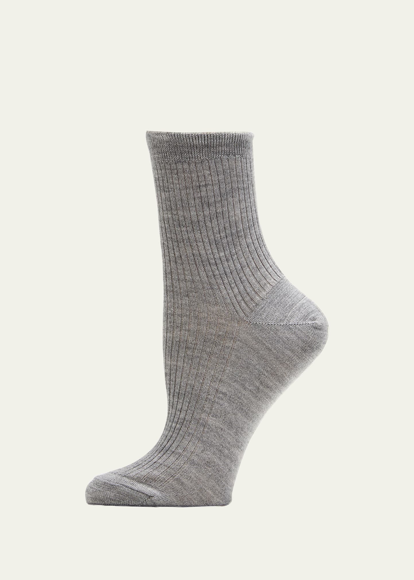 Maria La Rosa English Ribbed Cashmere Socks In Grey