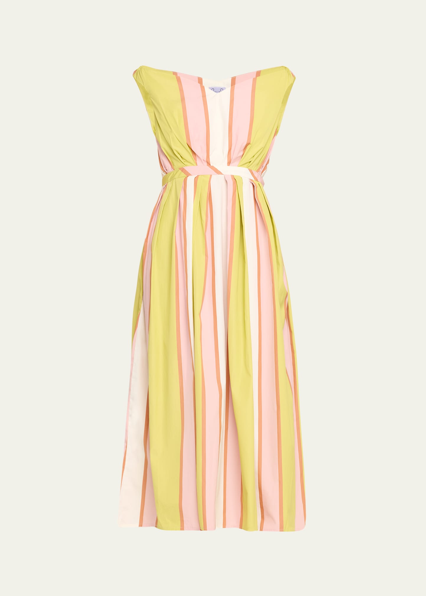 Shop Thierry Colson Valeria Striped Midi Dress In Pink/lemon