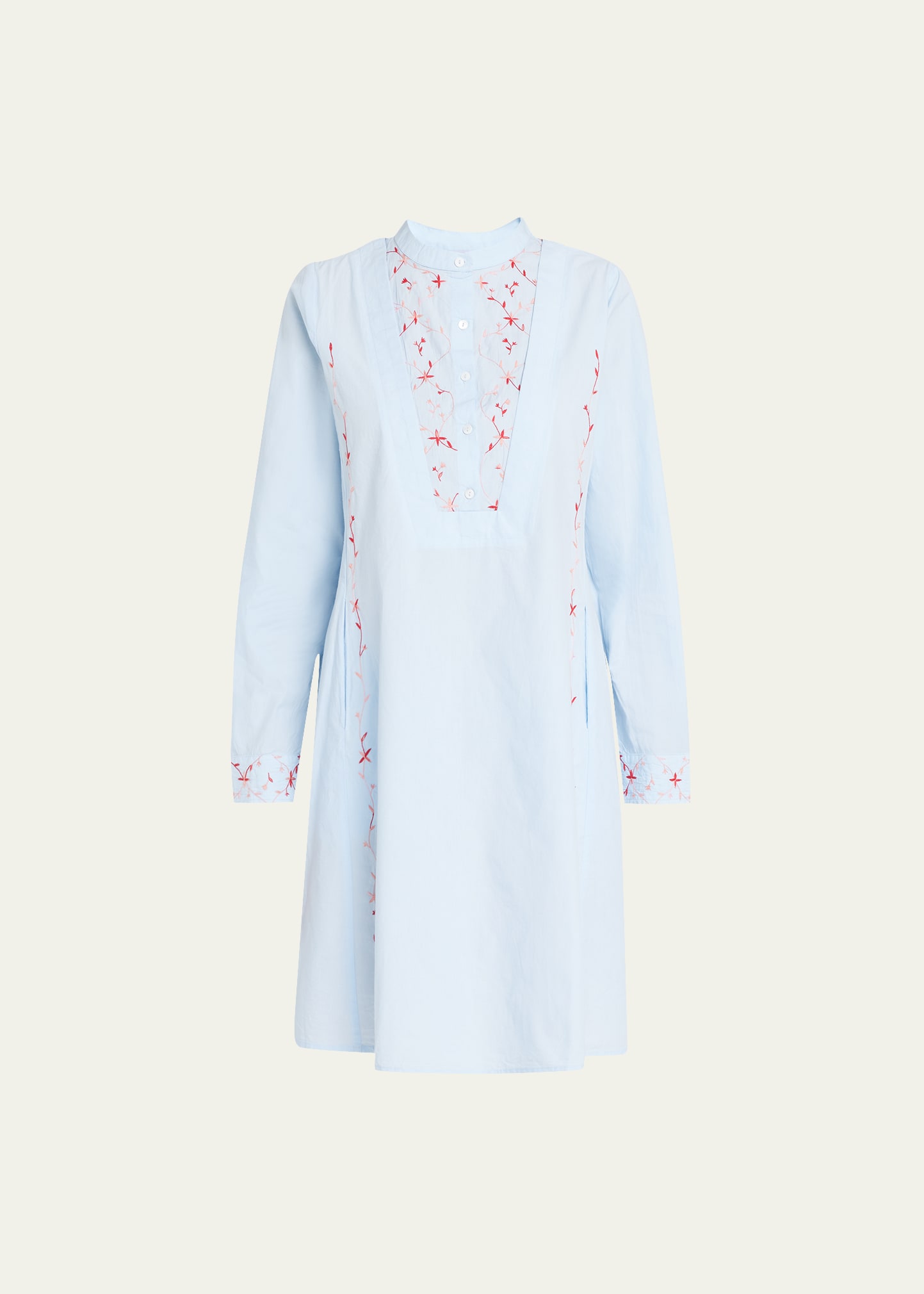 Thierry Colson Victoria Floral-embroidered Knee-length Dress In Bluecoral