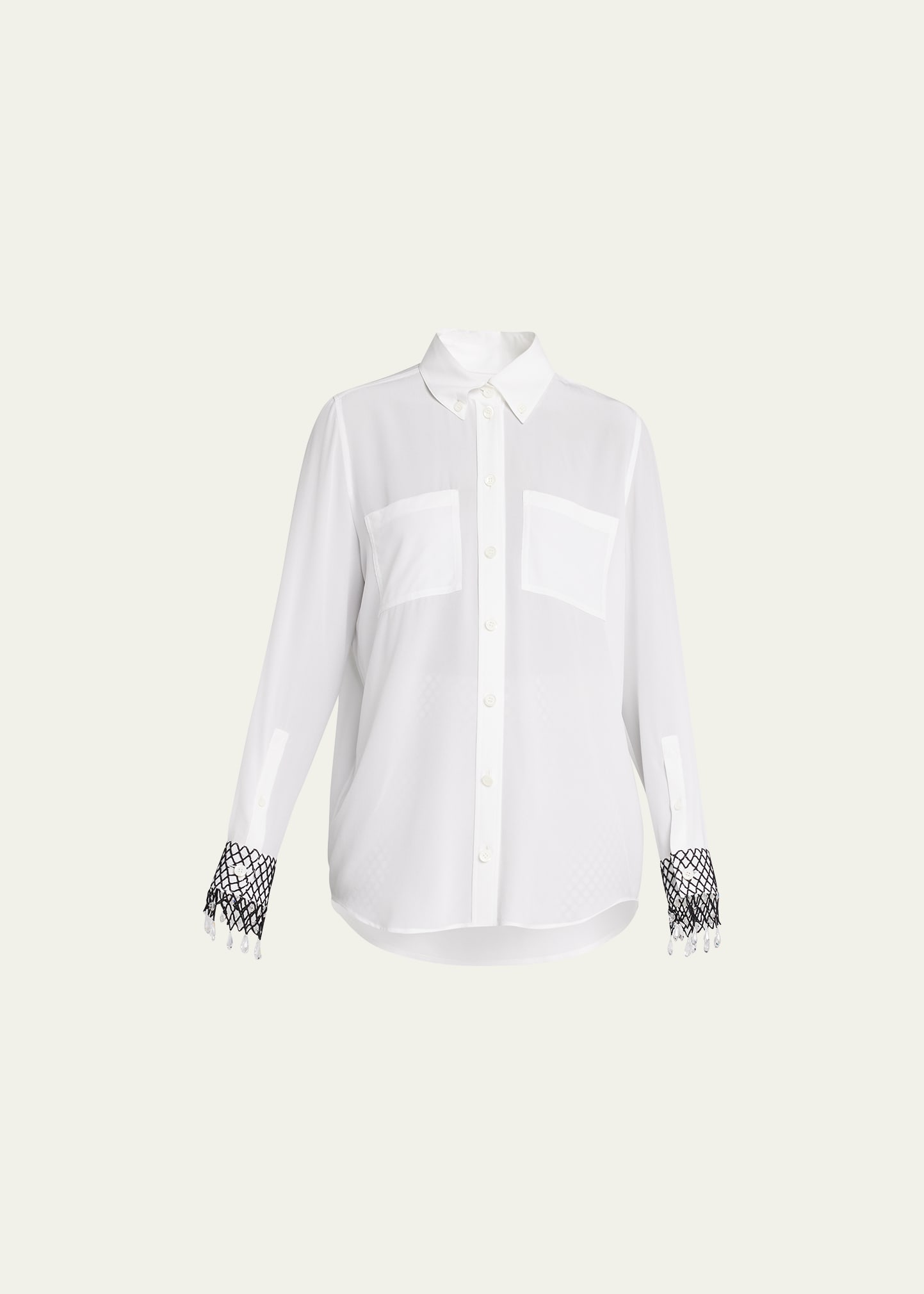 Paola Button-Front Shirt w/ Cuff Detail