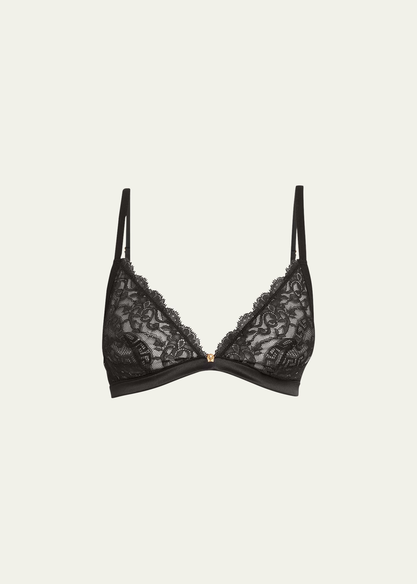 Versace Scalloped Lace Bralette In Black
