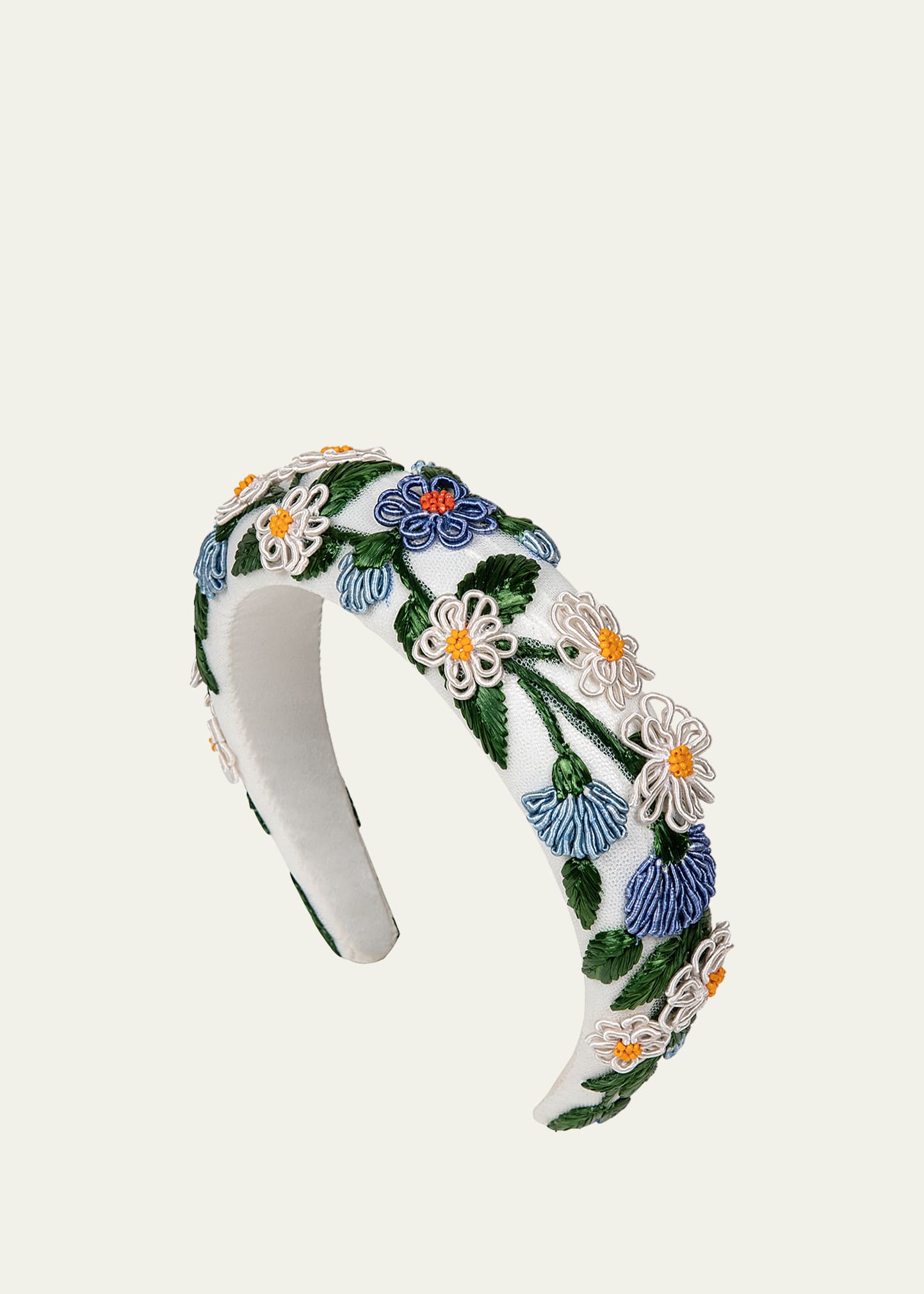 Shop Jennifer Behr Mariana Voilette Headband W/ Floral Applique Details In Multi