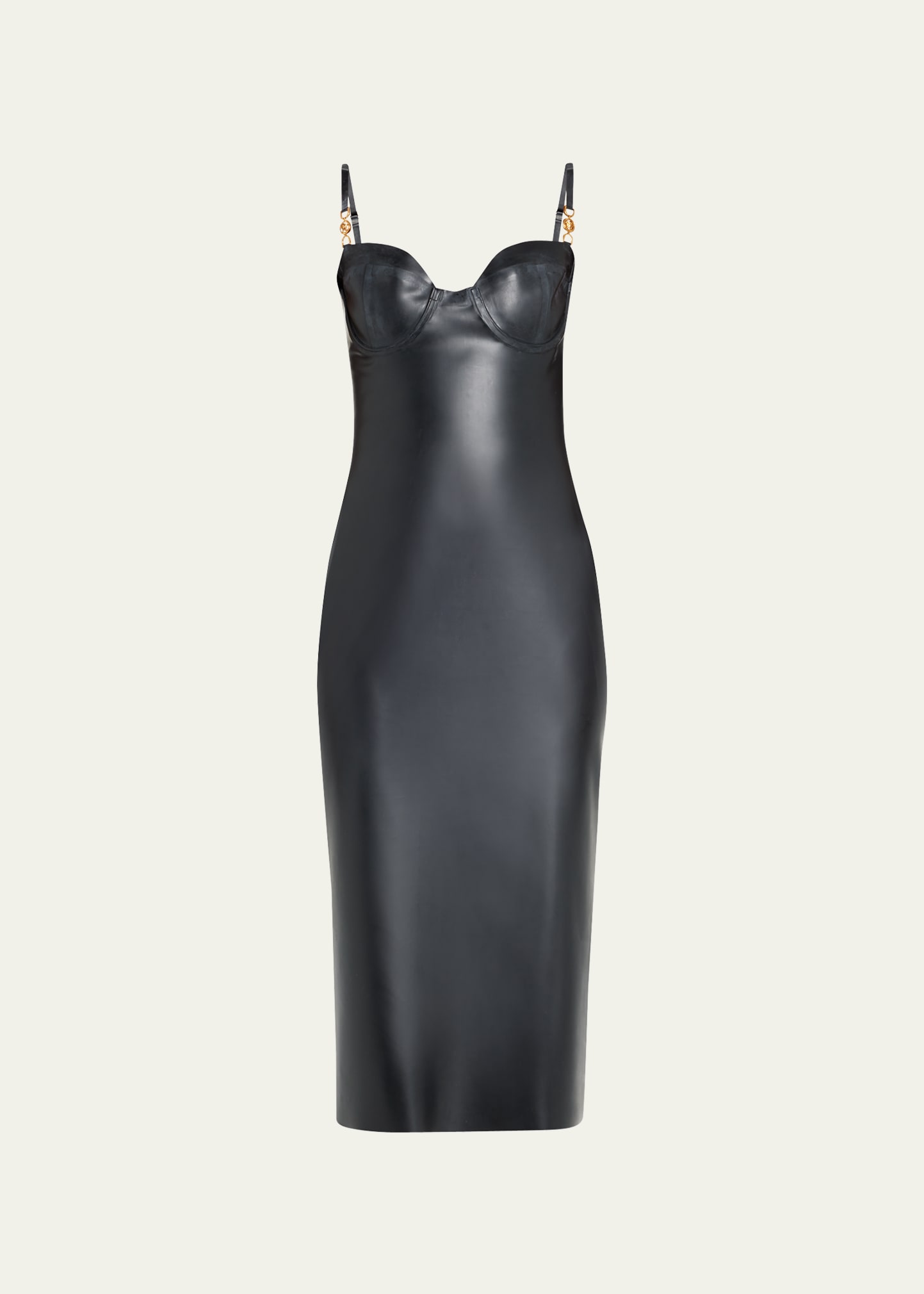 Versace Medusa Latex Midi Dress Female Black 44 Modesens