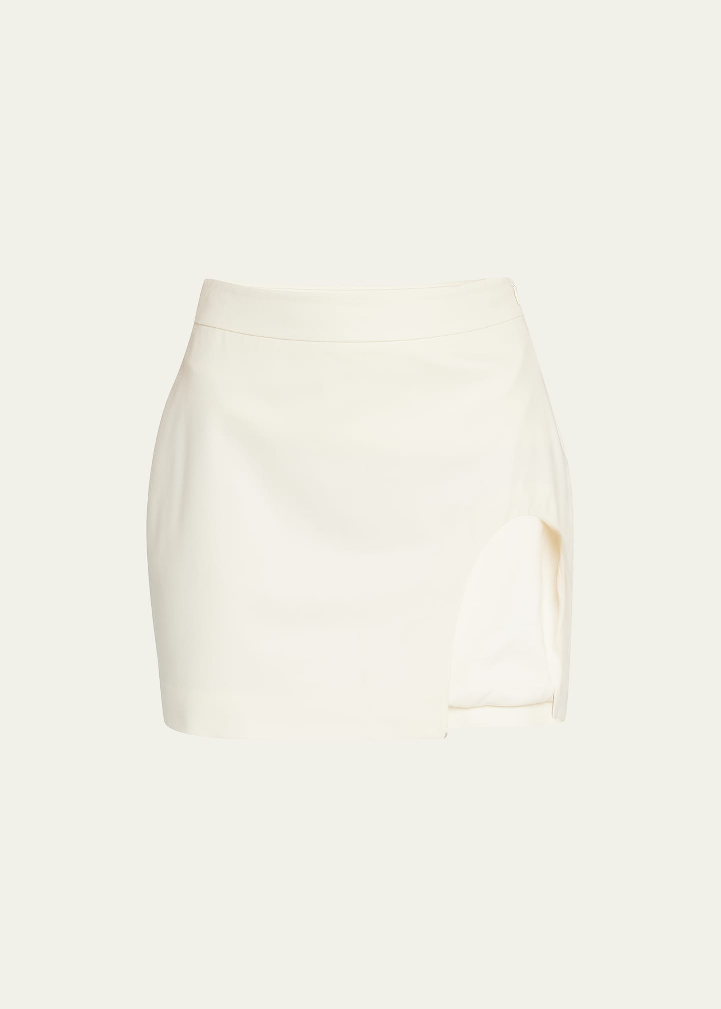 Zeynep Arcay Wool Knit Mini Skirt W/ Slit In Ecru