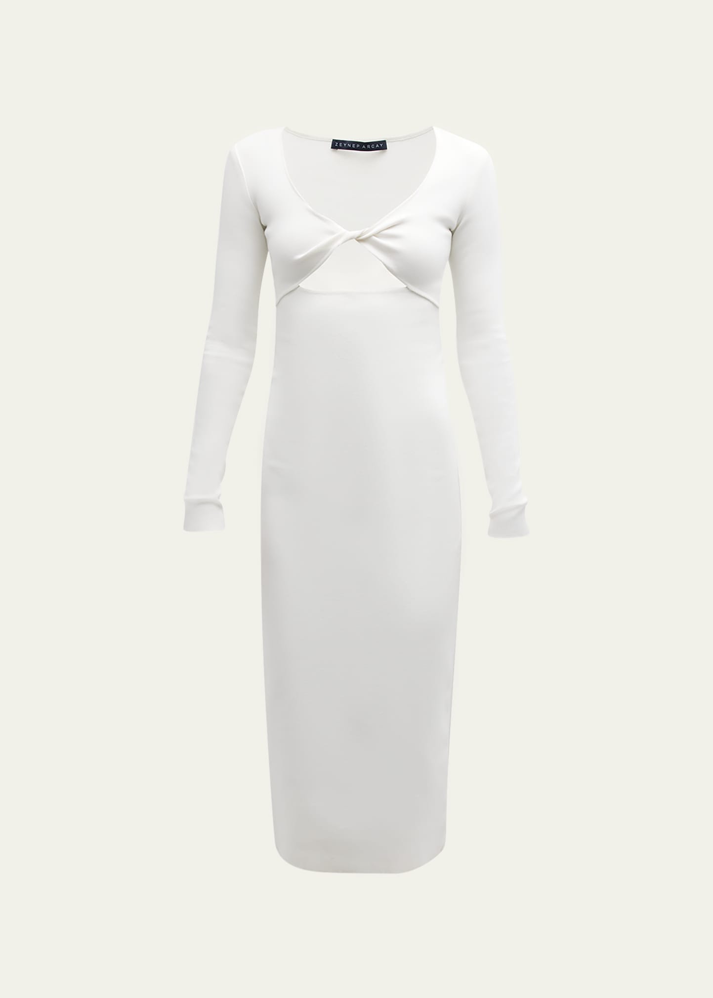 Shop Zeynep Arcay Twist-front Knit Midi Dress In White