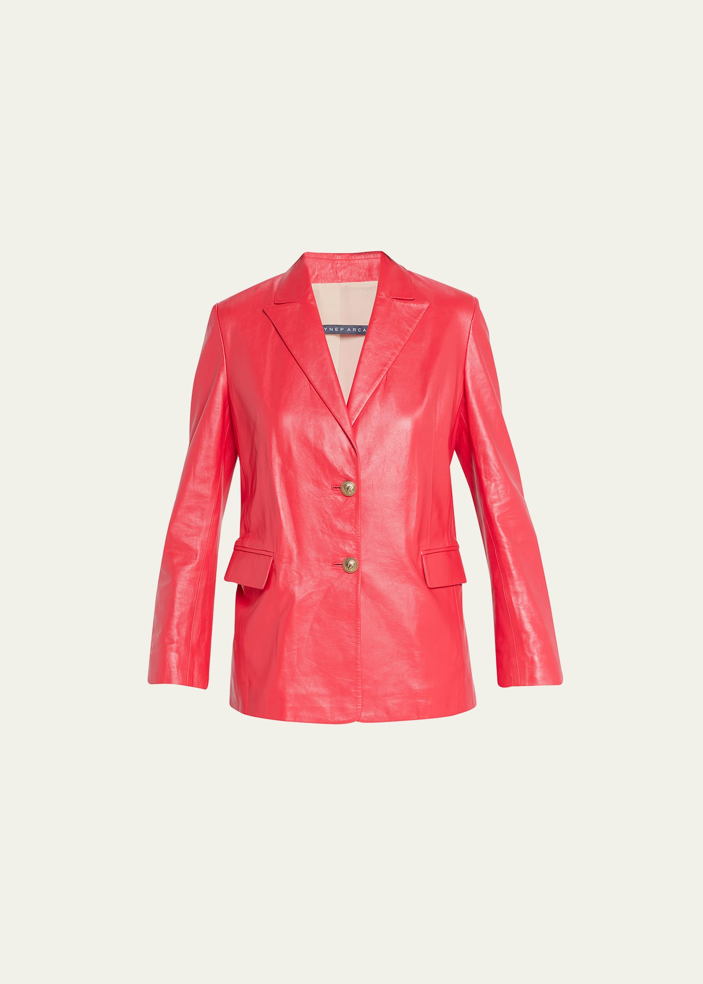 Shop Zeynep Arcay 70's Leather Single-breasted Blazer In Red