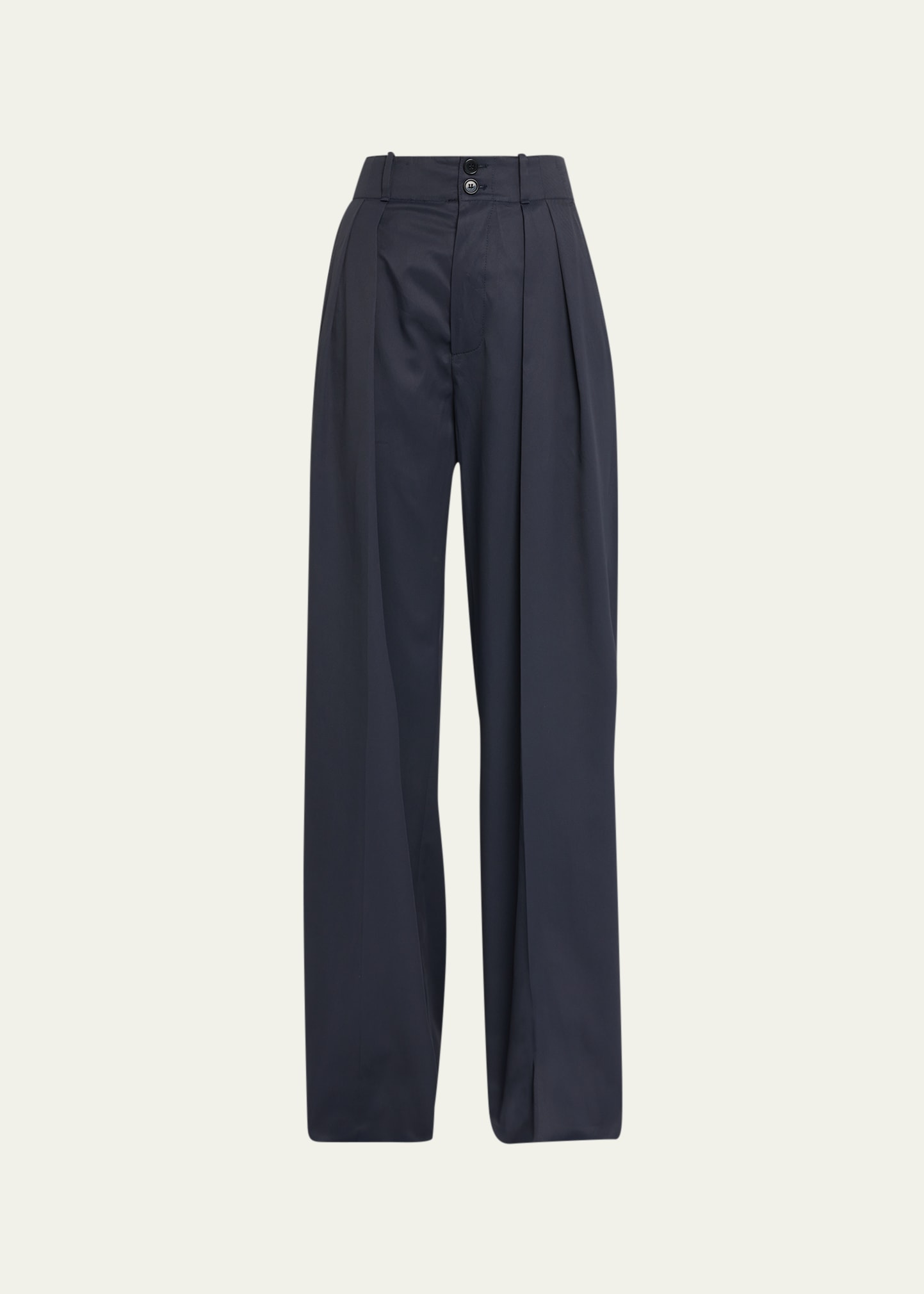 Pleated Front Wide-Leg Trousers