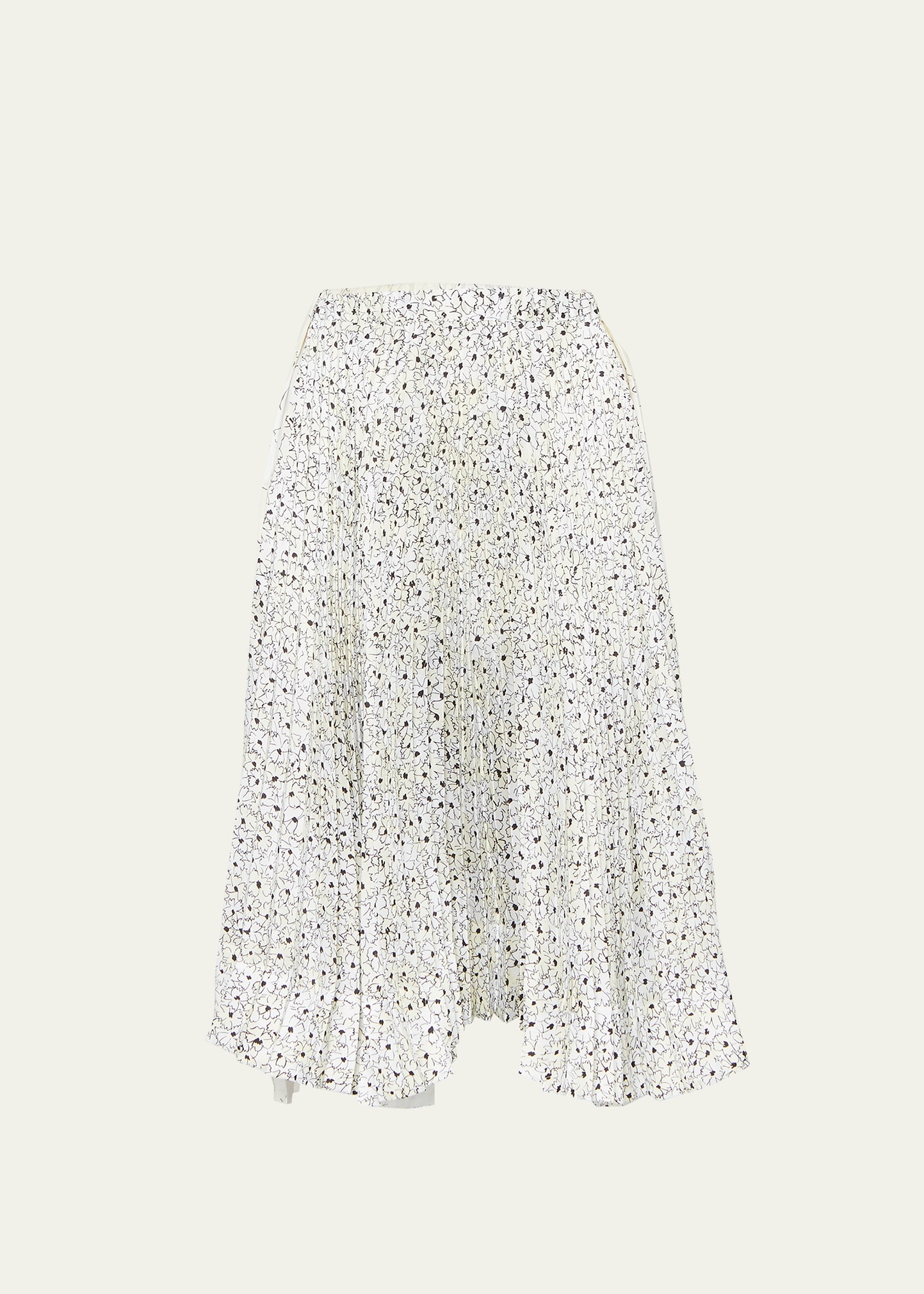 Pleated Contrast Midi Skirt
