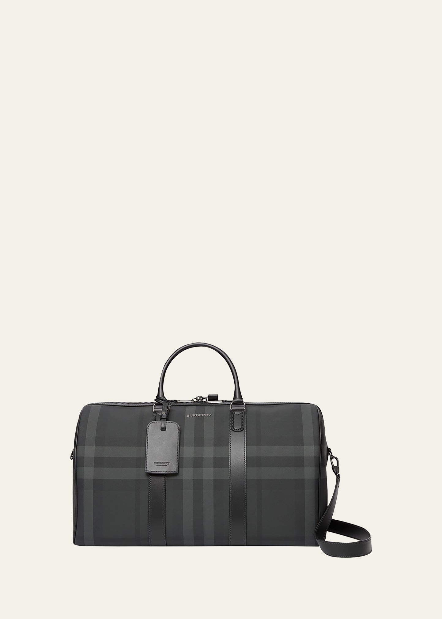 Men's Charcoal Check Holdall Duffel Bag