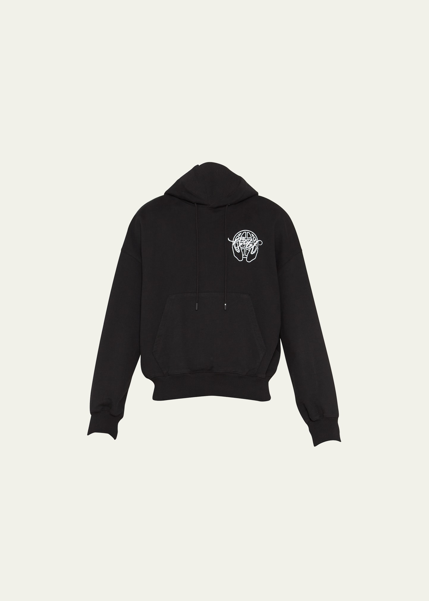 Off-white Men's Hand Arrow Terry Hoodie In Black