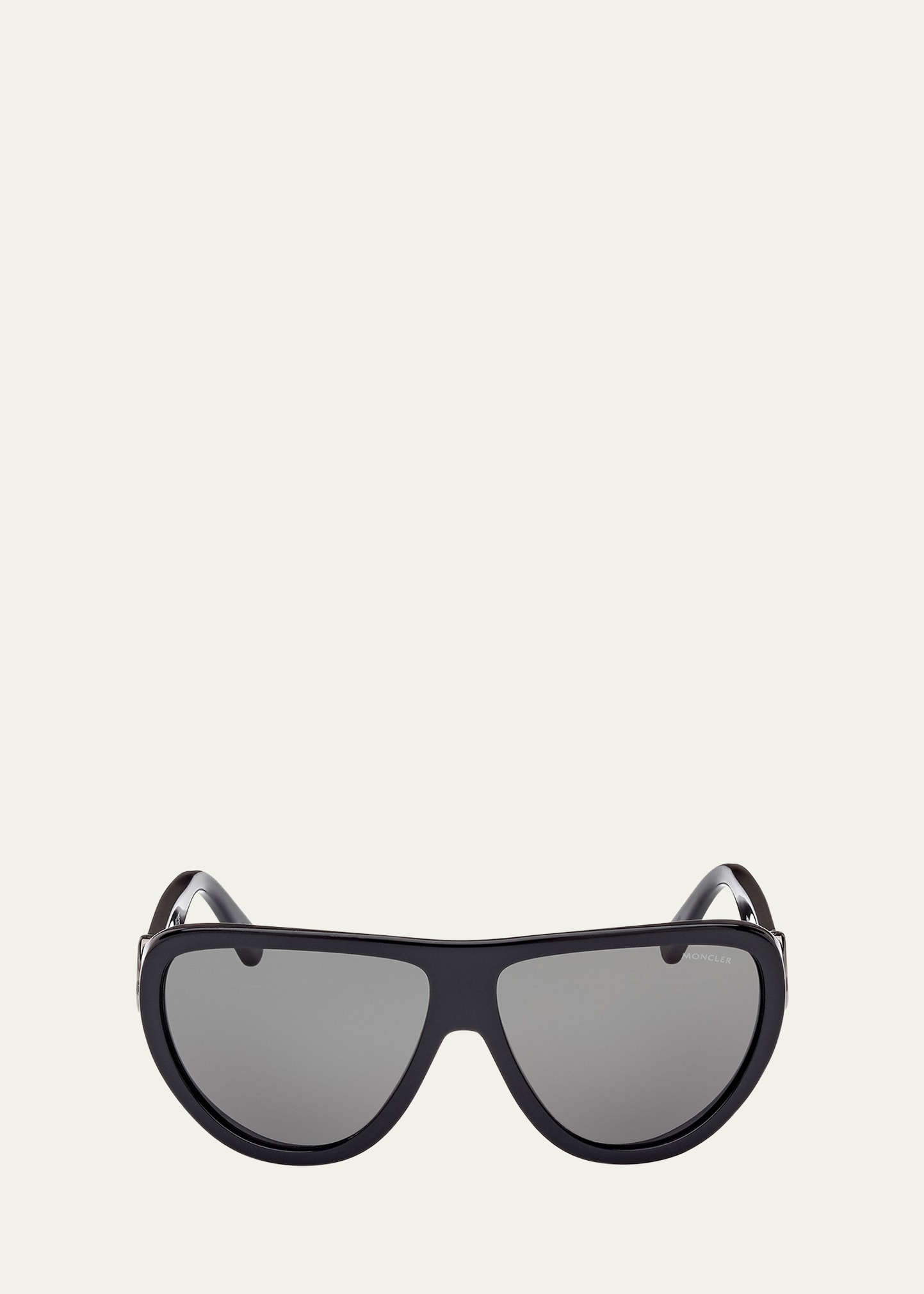 Moncler Anodize Acetatee & Metal Aviator Sunglasses In Sblk/smk