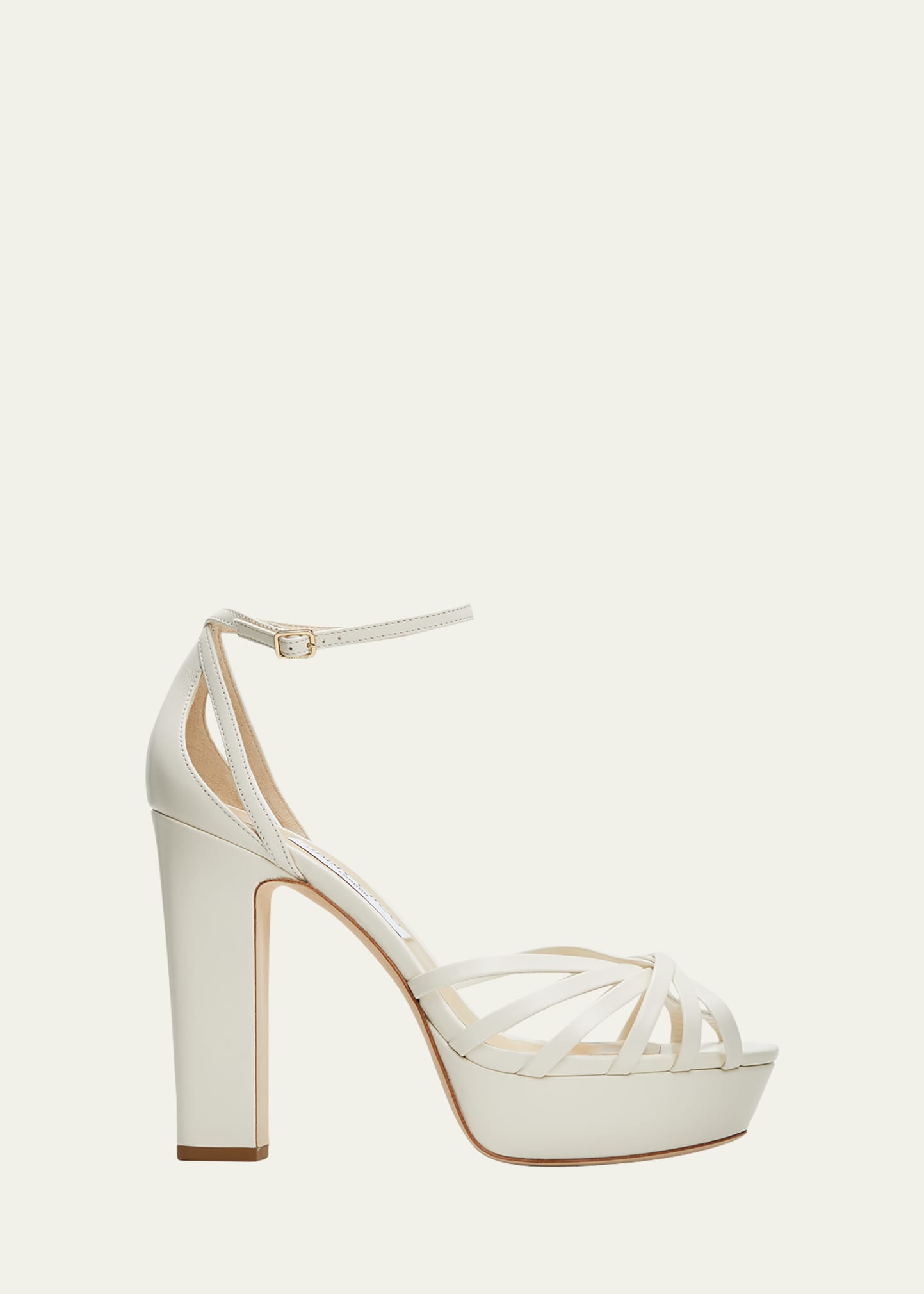 Jimmy Choo 120mm Isra Leather Platform Sandals In Latte