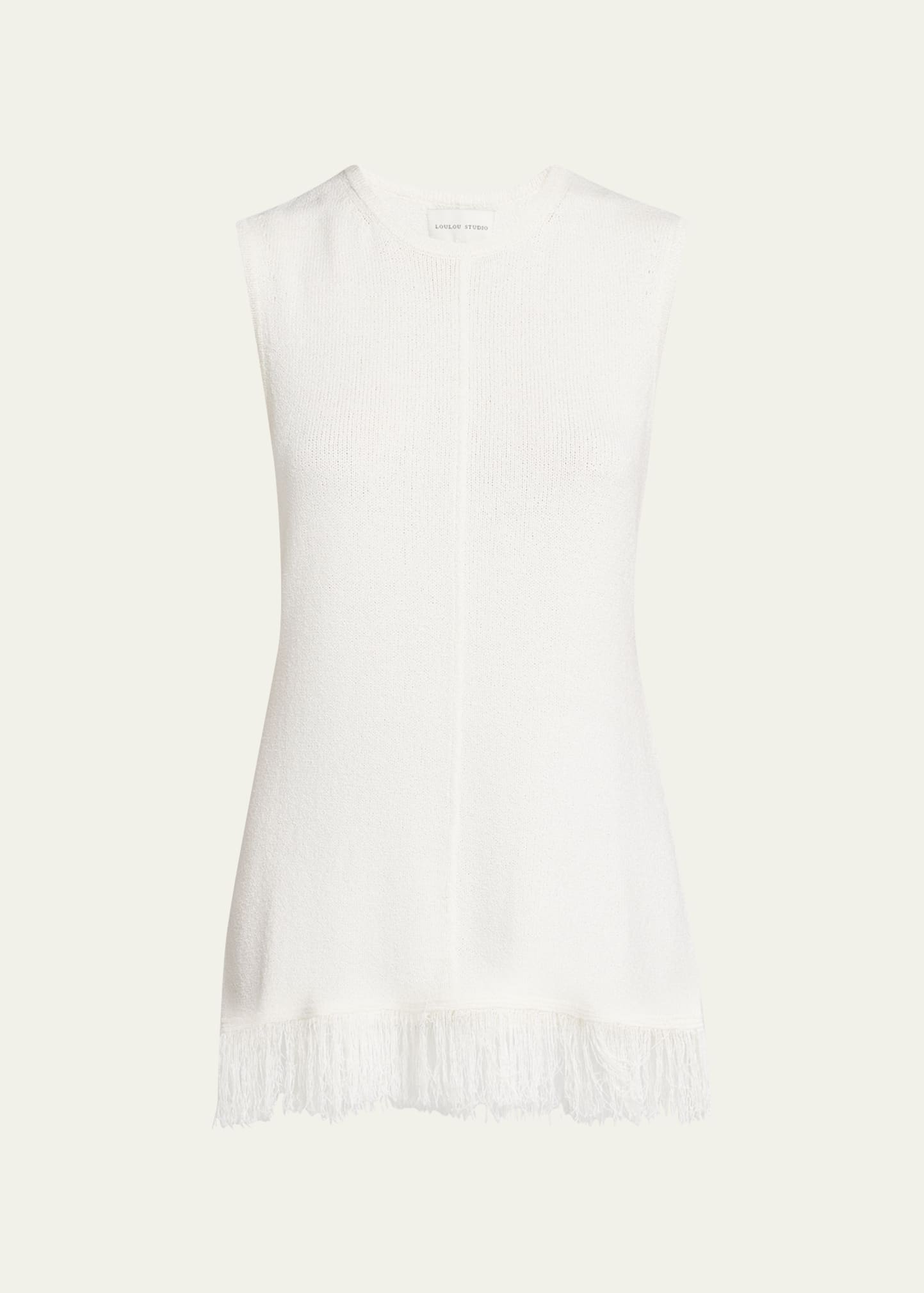 Loulou Studio Sleeveless Tunic Top with Fringed Trim