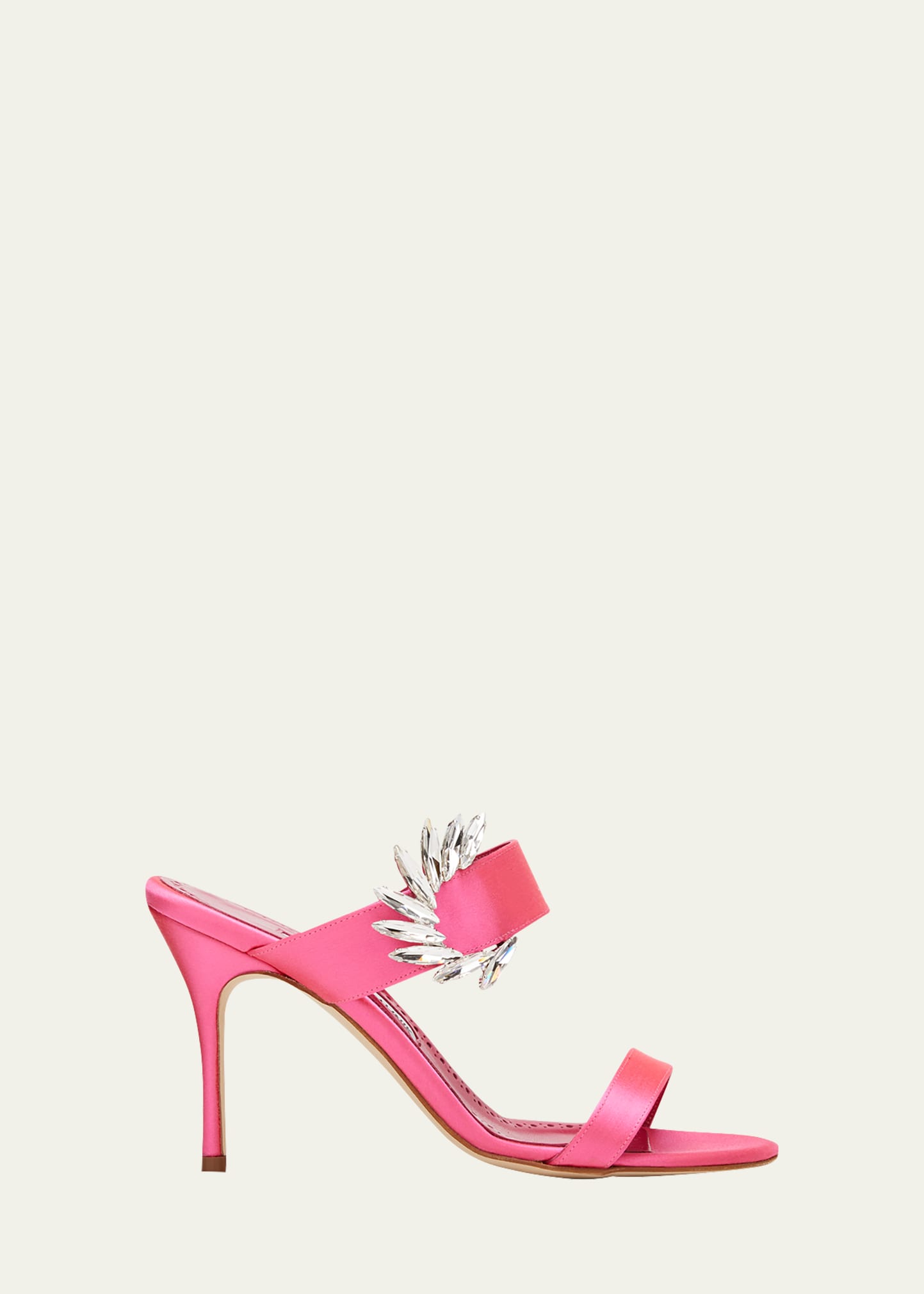 Manolo Blahnik Chivela Crystal Two-band Slide Sandals In Bpnk6740yoth9935