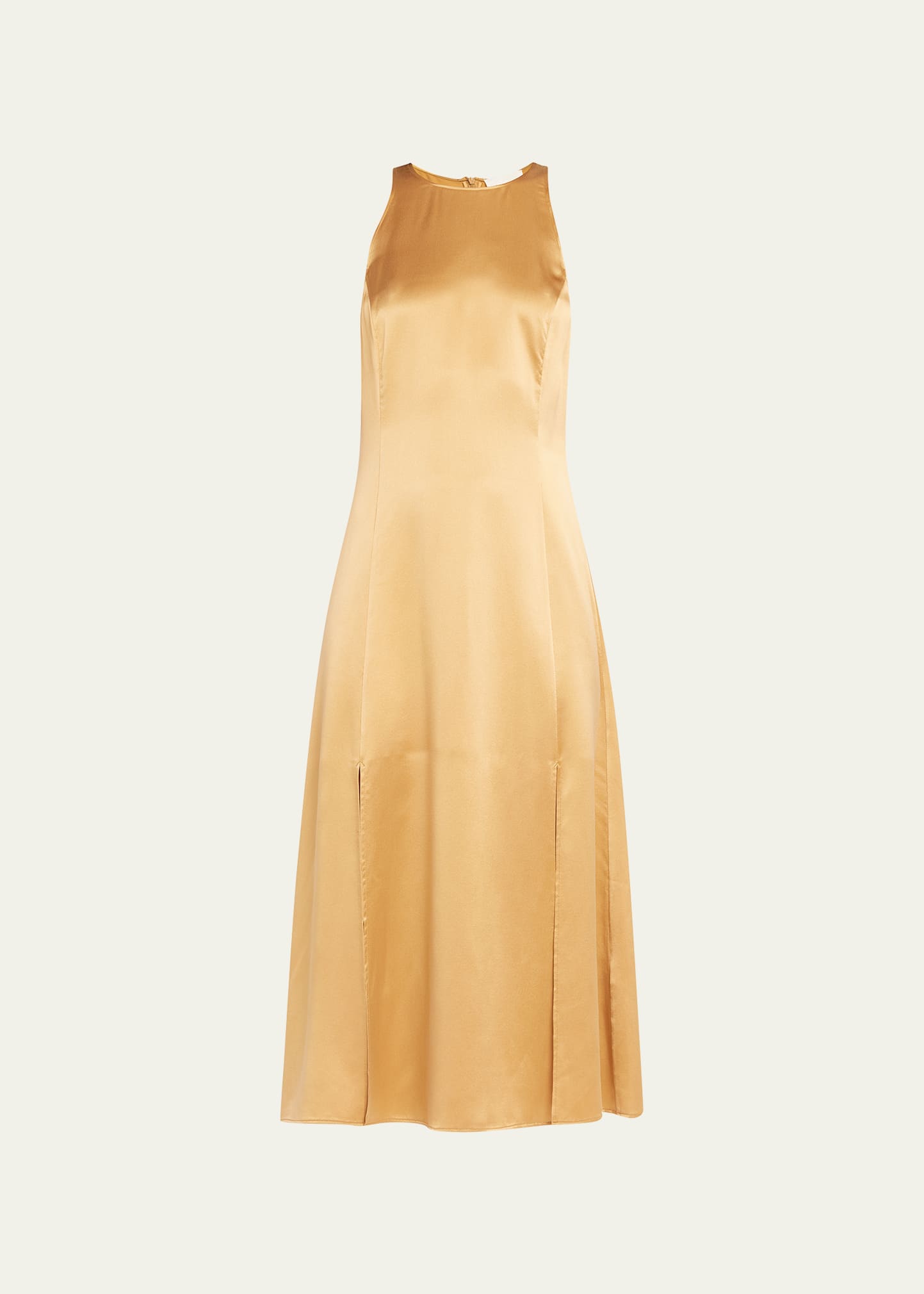 Loulou Studio Mina Sleeveless Silk Satin Midi Dress In Camel