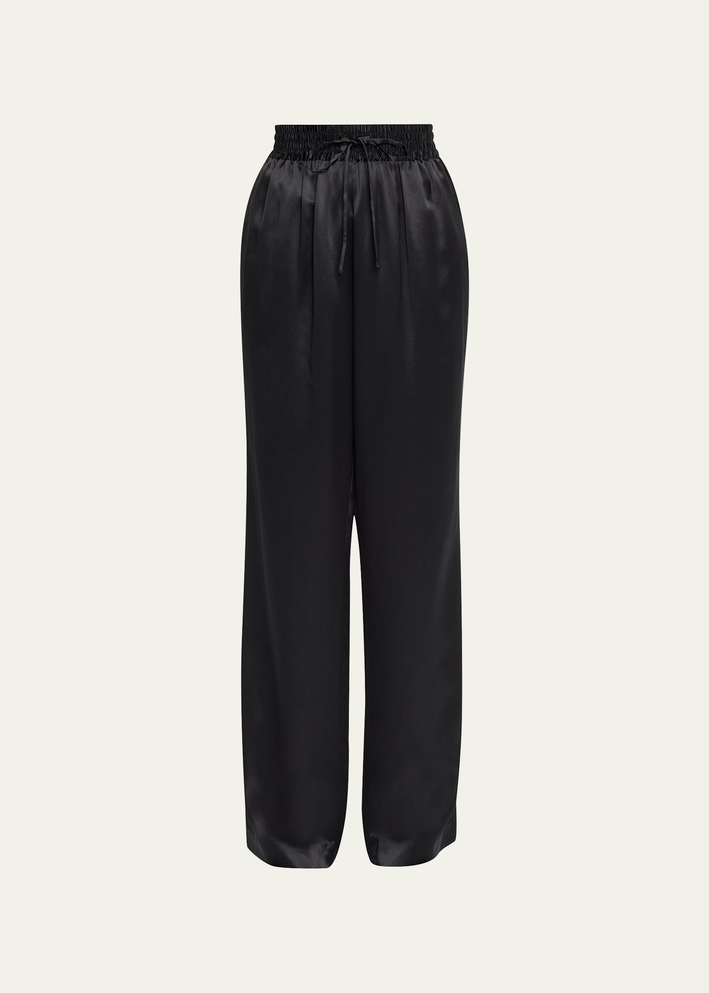 Loulou Studio Drawstring Straight-leg Silk Pants In Black