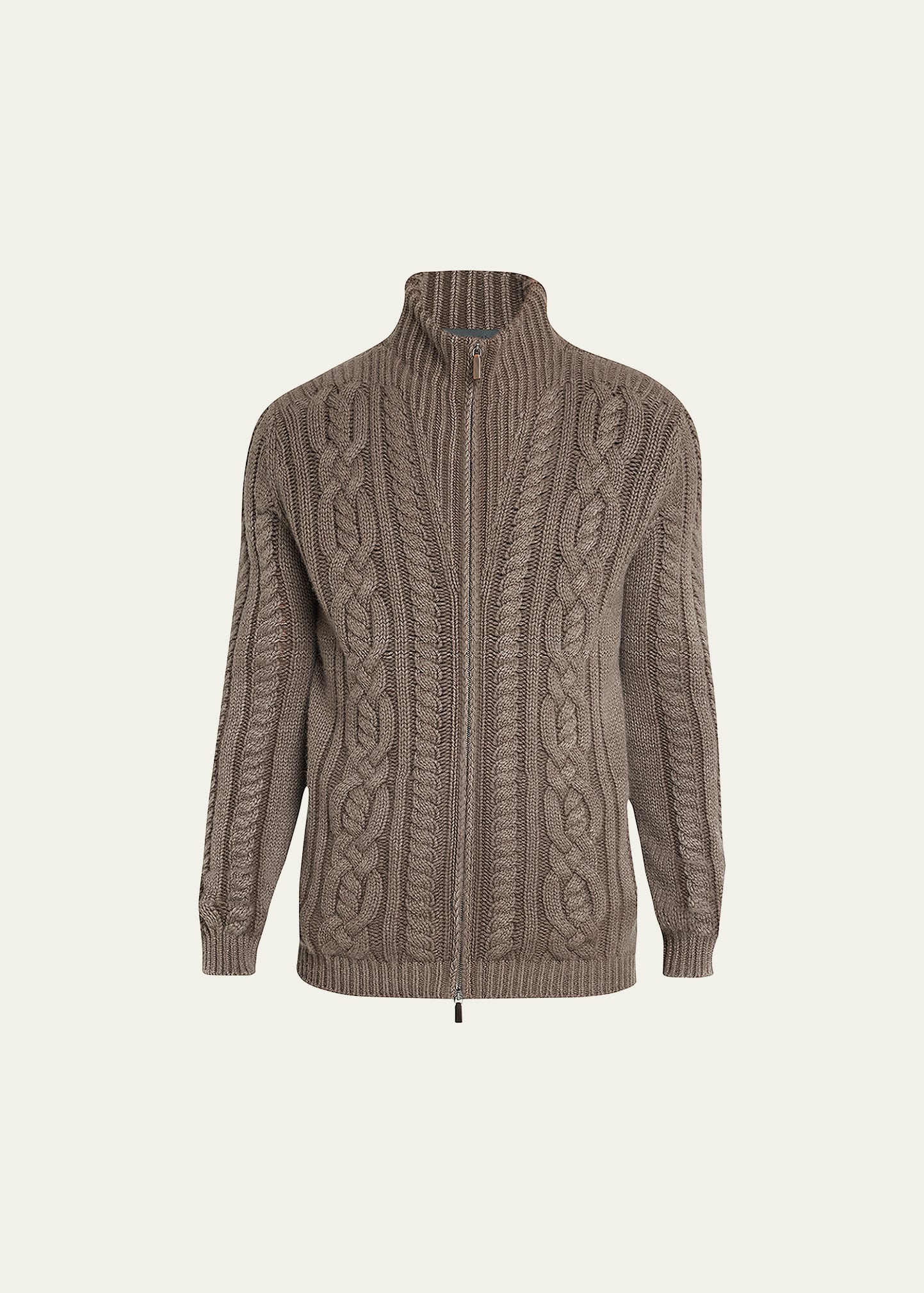 Iris Von Arnim Men's Cable-Knit Zip Sweater