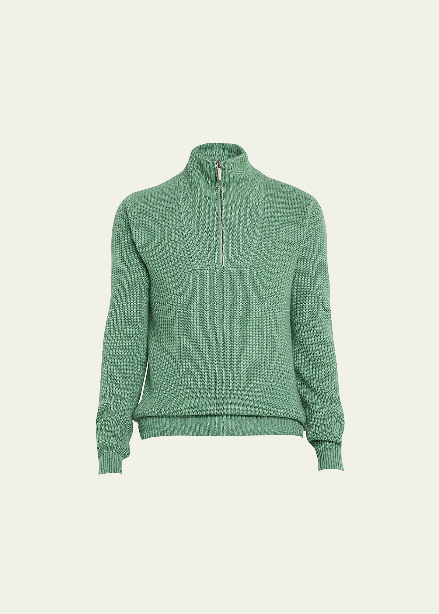 Iris Von Arnim Men's Half-Zip Ribbed Cashmere Sweater