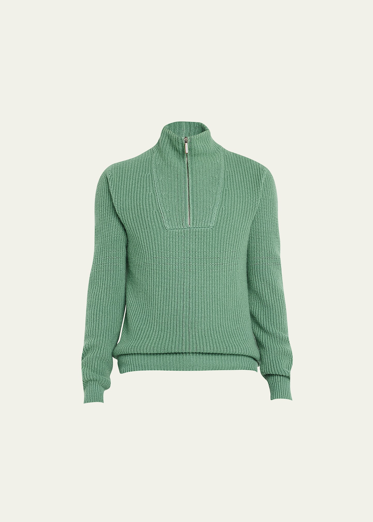 Men's Half-Zip Ribbed Cashmere Sweater